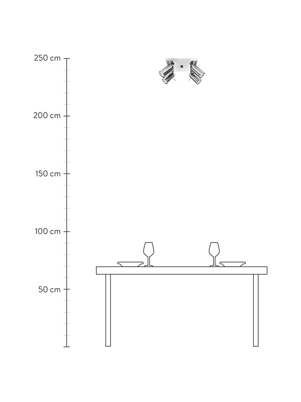 Kleiner Deckenstrahler Etna in Chrom, Baldachin: Stahl, verchromt, Chrom, B 25 x H 15 cm