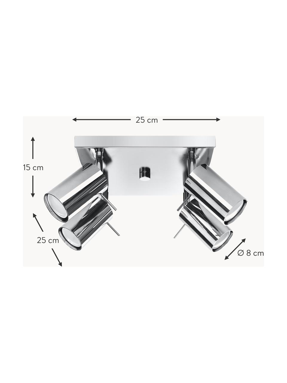 Faretti da soffitto piccoli Etna, Paralume: acciaio cromato, Baldacchino: acciaio cromato, Cromato, Larg. 25 x Alt. 15 cm