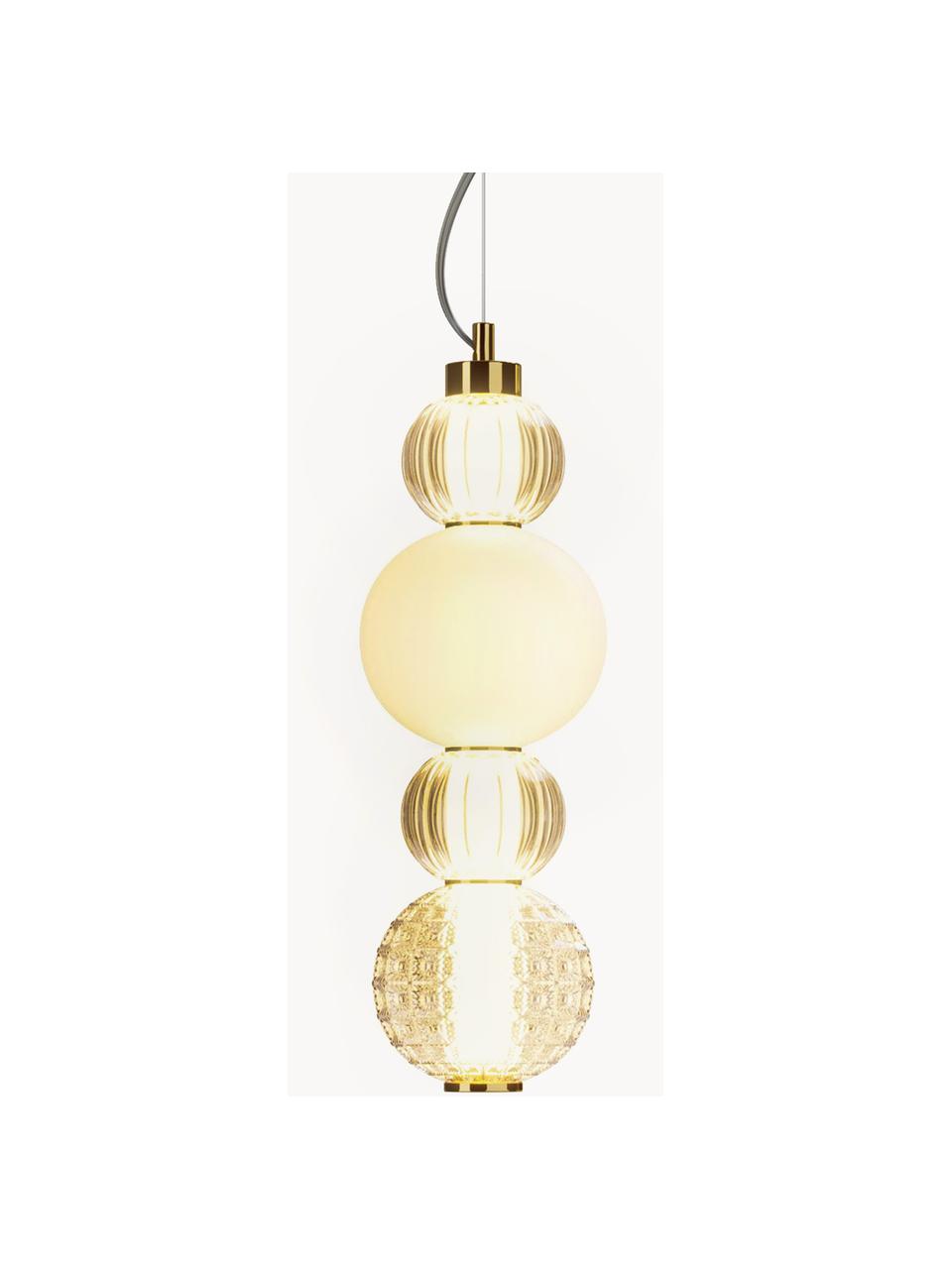 Ručne fúkané malé závesné LED svietidlo Collar, Odtiene zlatej, Š 15 x V 59 cm