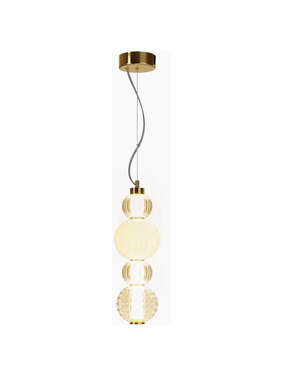 Lampada a sospensione piccola a LED in vetro soffiato Collar, Paralume: vetro acrilico, Dorato, Ø 15 x Alt. 59 cm
