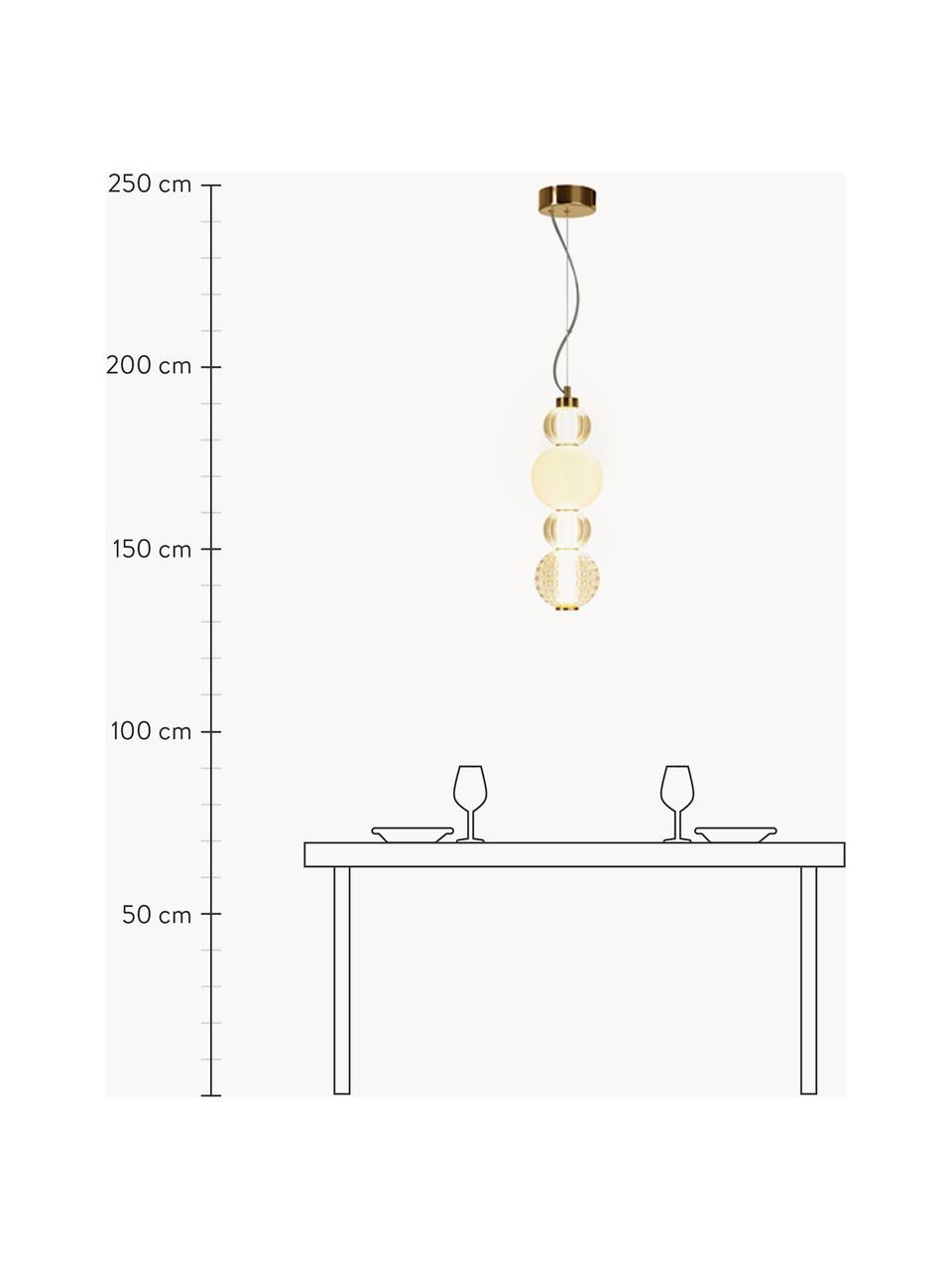 Ručně foukané malá závěsné LED svítidlo Collar, Zlatá, Ø 15 cm, V 59 cm