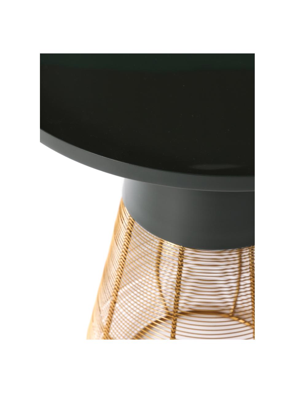 Odkladací stolík Eden z kovu, Potiahnutý kov, Mosadzné odtiene, zelená, Ø 45 x V 49 cm