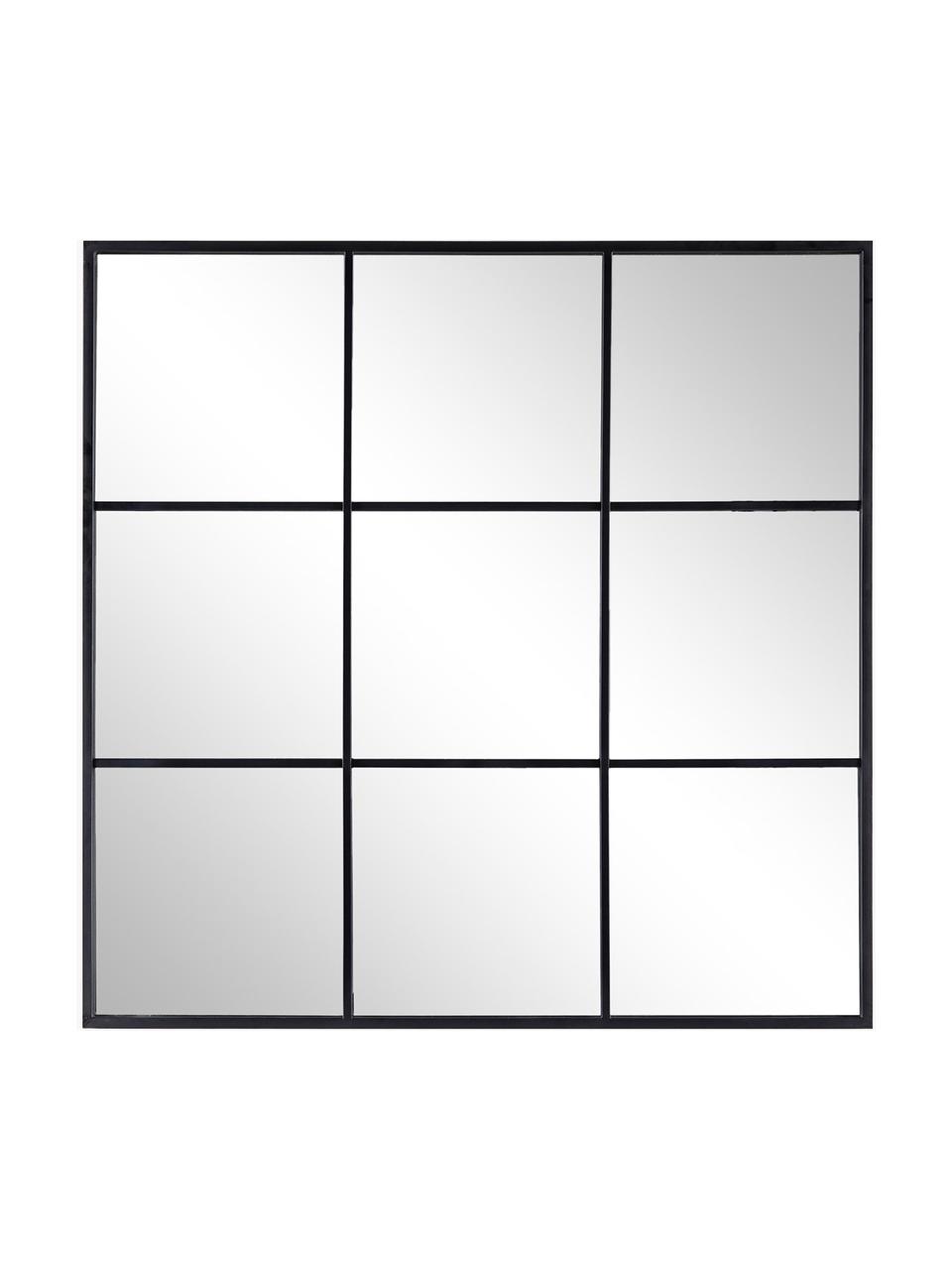 Espejo de pared de metal Nucleos, Espejo: cristal, Negro, An 90 x Al 90 cm