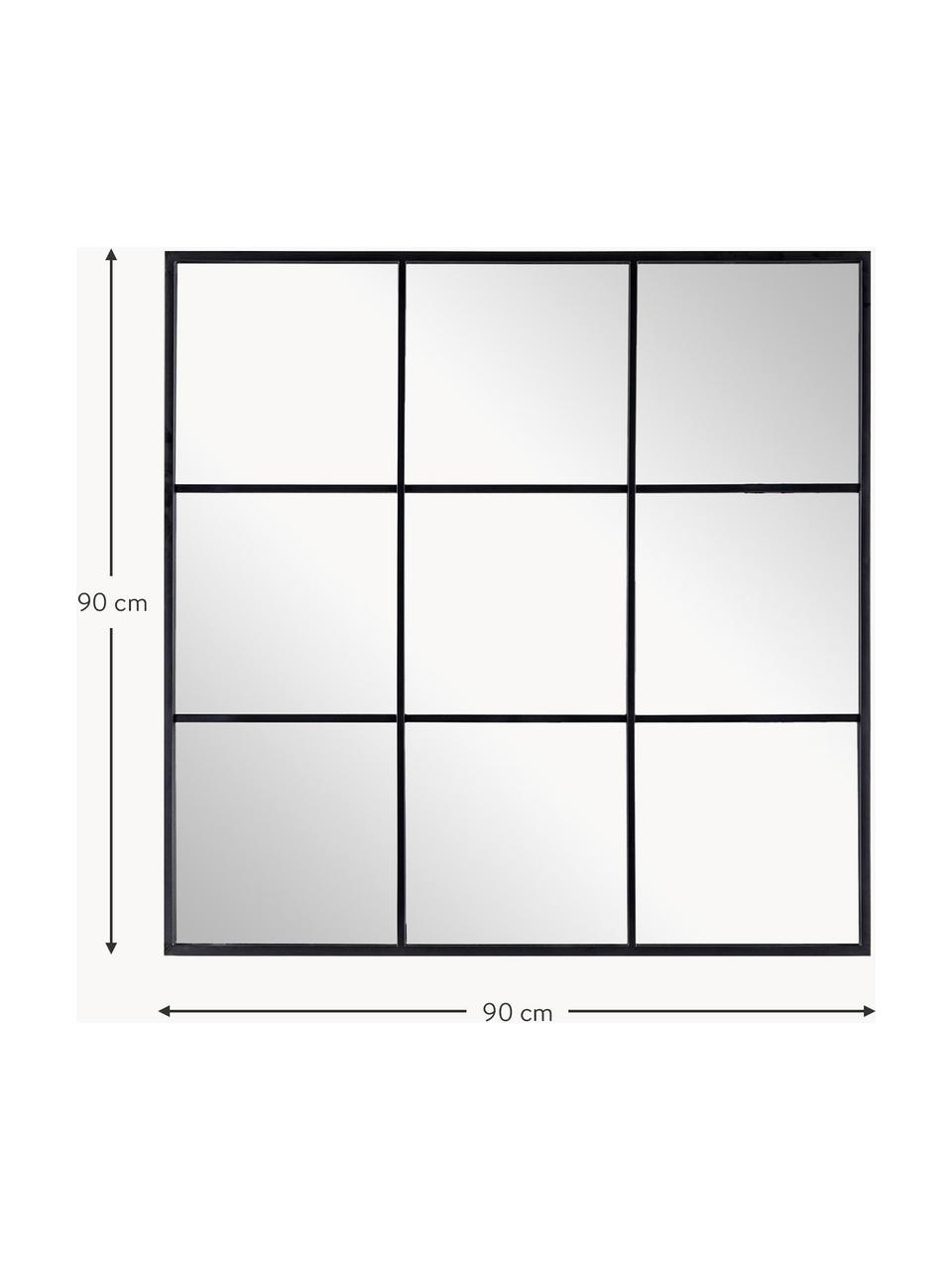 Specchio da parete con cornice in metallo Nucleos, Cornice: metallo rivestito, Superficie dello specchio: lastra di vetro, Nero, Larg. 90 x Alt. 90 cm