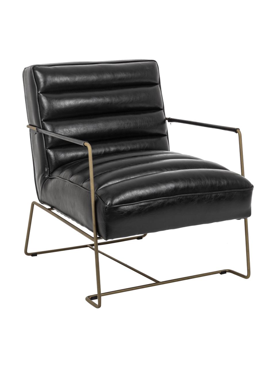 Sillón de cuero sintético Brianna, Funda: cuero sintético, Patas: metal recubierto de epoxi, Cuero sintético gris antracita, An 63 x F 74 cm