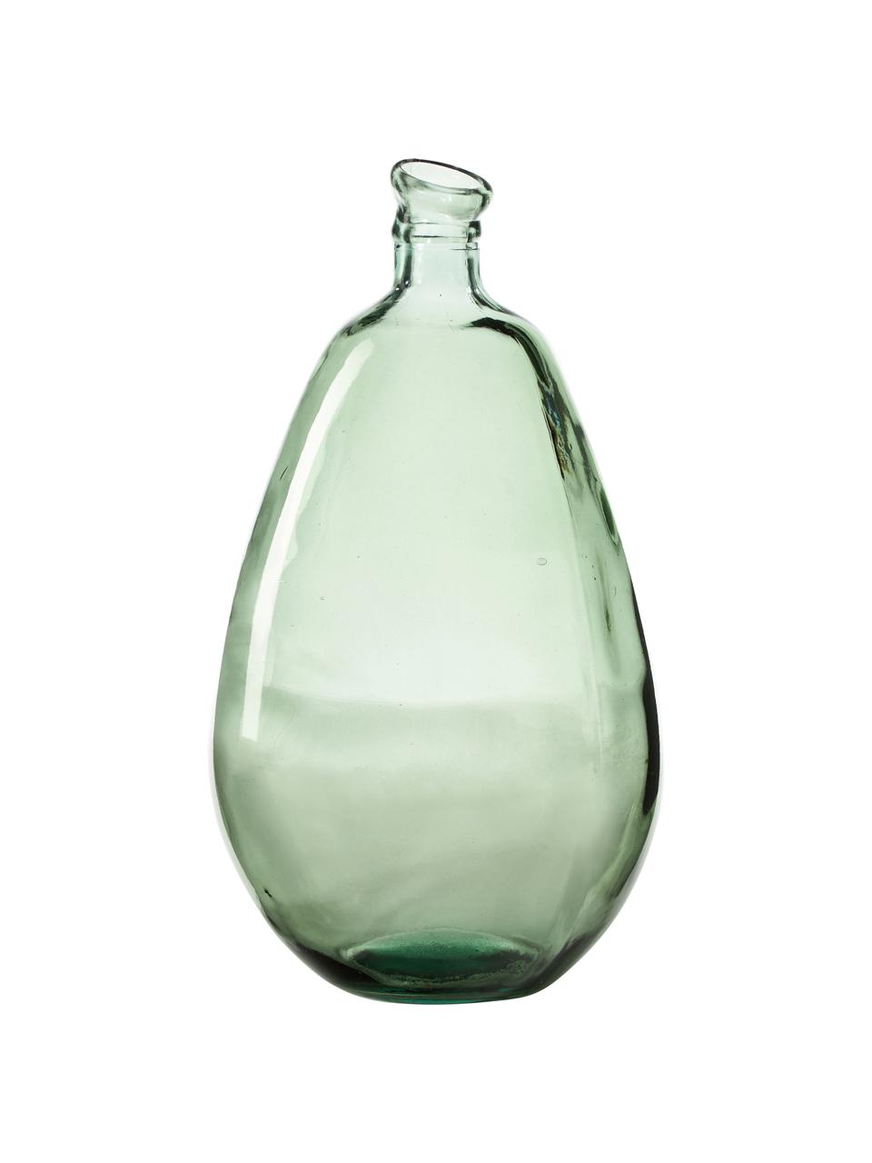 Flaschenvase Dina aus recyceltem Glas, Recyceltes Glas, GRS-zertifiziert, Hellgrün, Ø 26 x H 47 cm