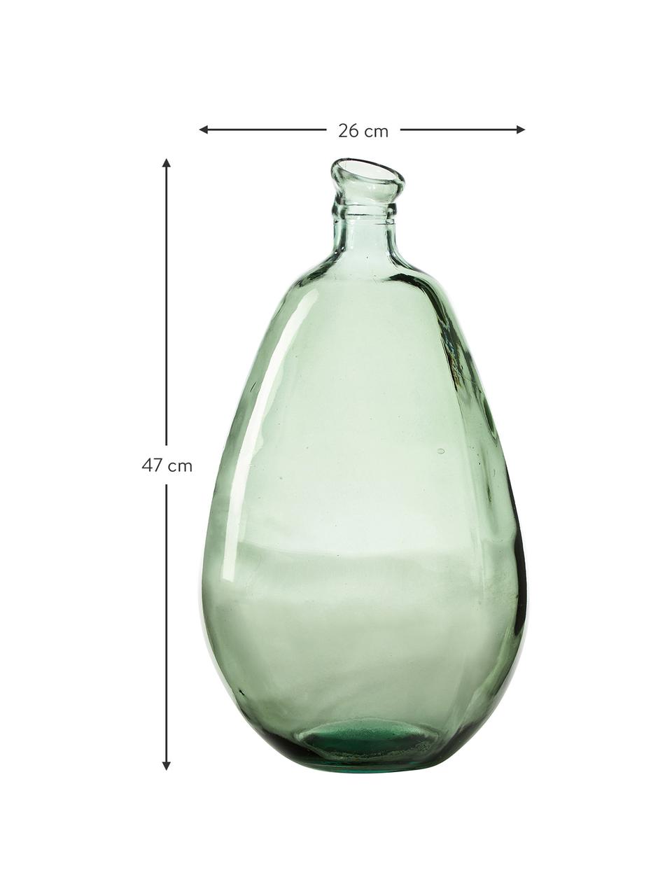 Flaschenvase Dina aus recyceltem Glas, Recyceltes Glas, GRS-zertifiziert, Hellgrün, Ø 26 x H 47 cm