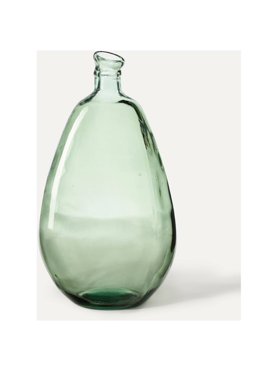 Vase bouteille en verre recyclé Dina, Verre recyclé, certifié GRS, Vert clair, Ø 26 x haut. 47 cm