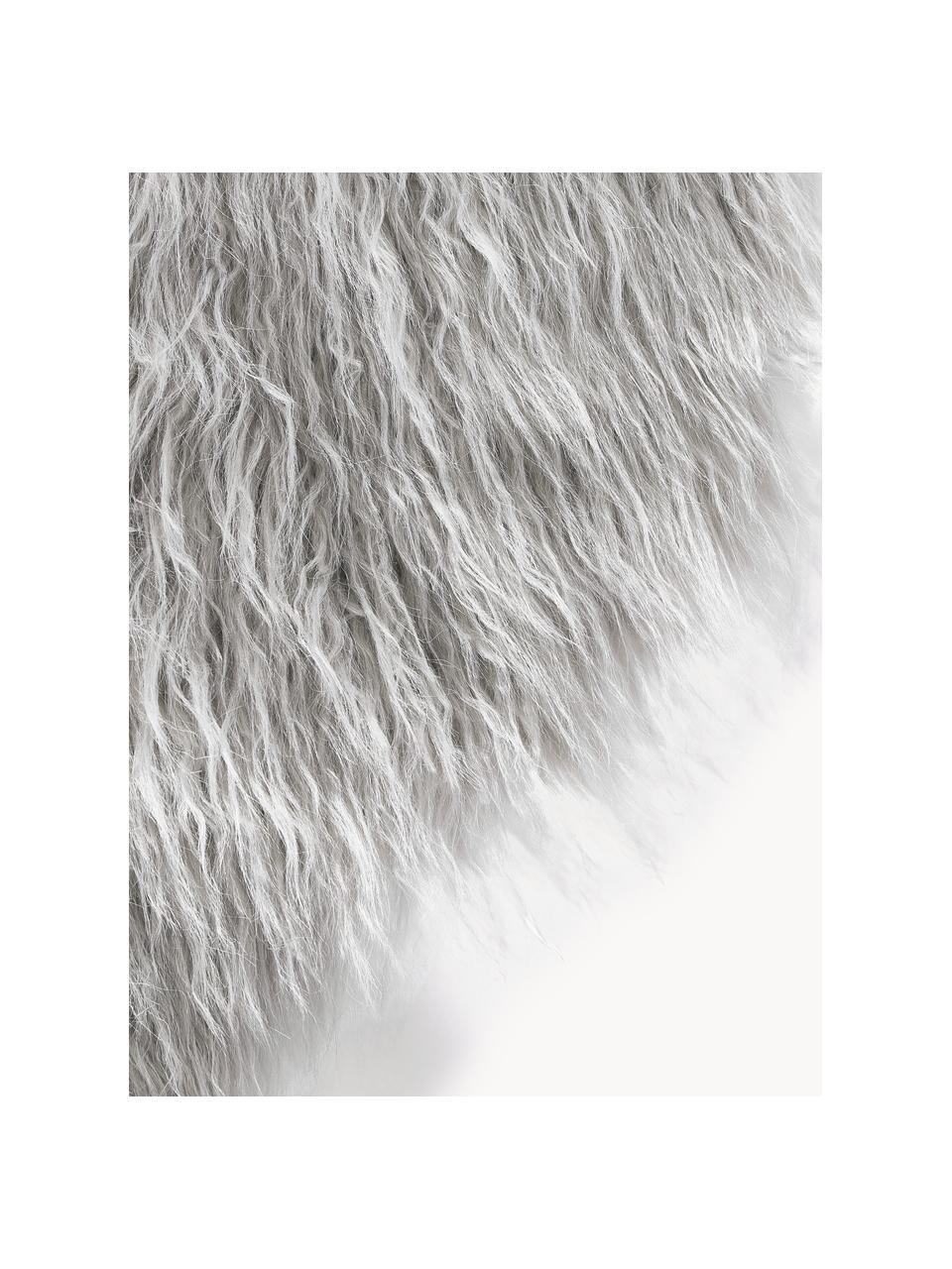 Fourrure synthétique frisée Morten, Gris clair, larg. 60 x long. 90 cm