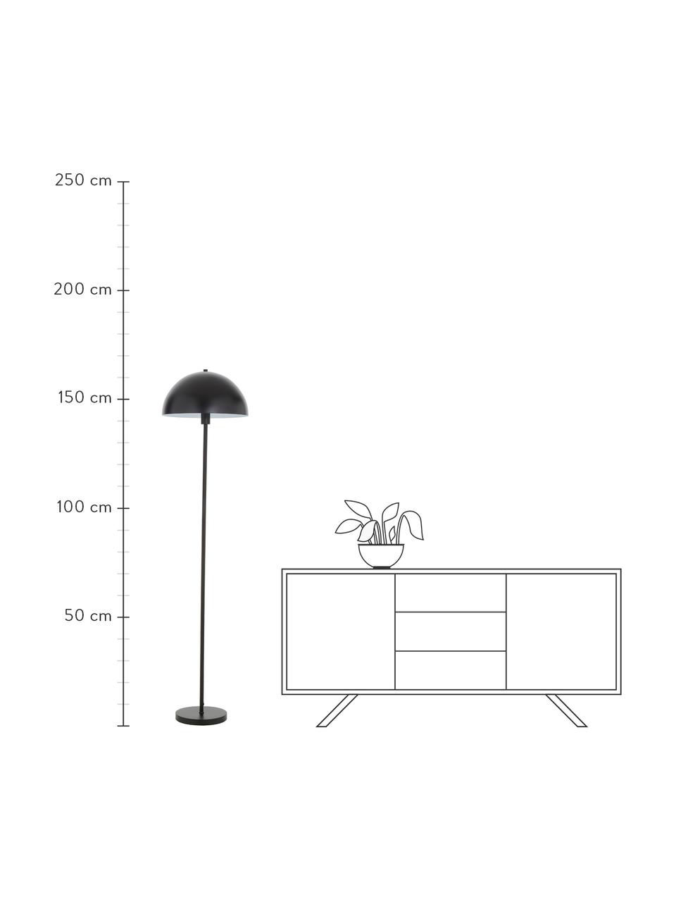 Lámpara de pie Matilda, Pantalla: metal con pintura en polv, Cable: cubierto en tela, Negro, Ø 40 x Al 164 cm