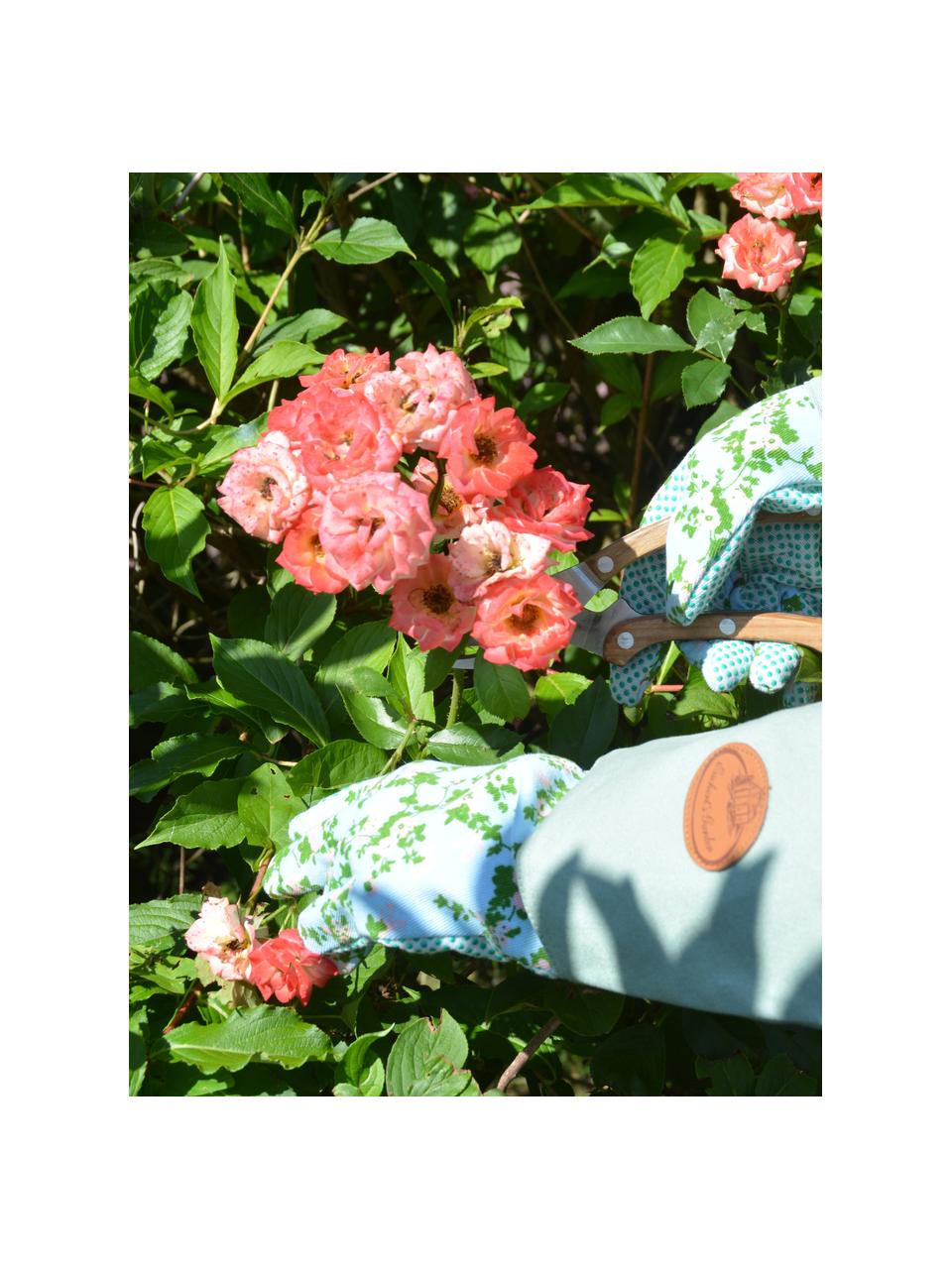 Garten-Handschuhe Rose, Polyester, Baumwolle, PVC, PU, Türkisgrün, Mehrfarbig, B 18 x H 38 cm