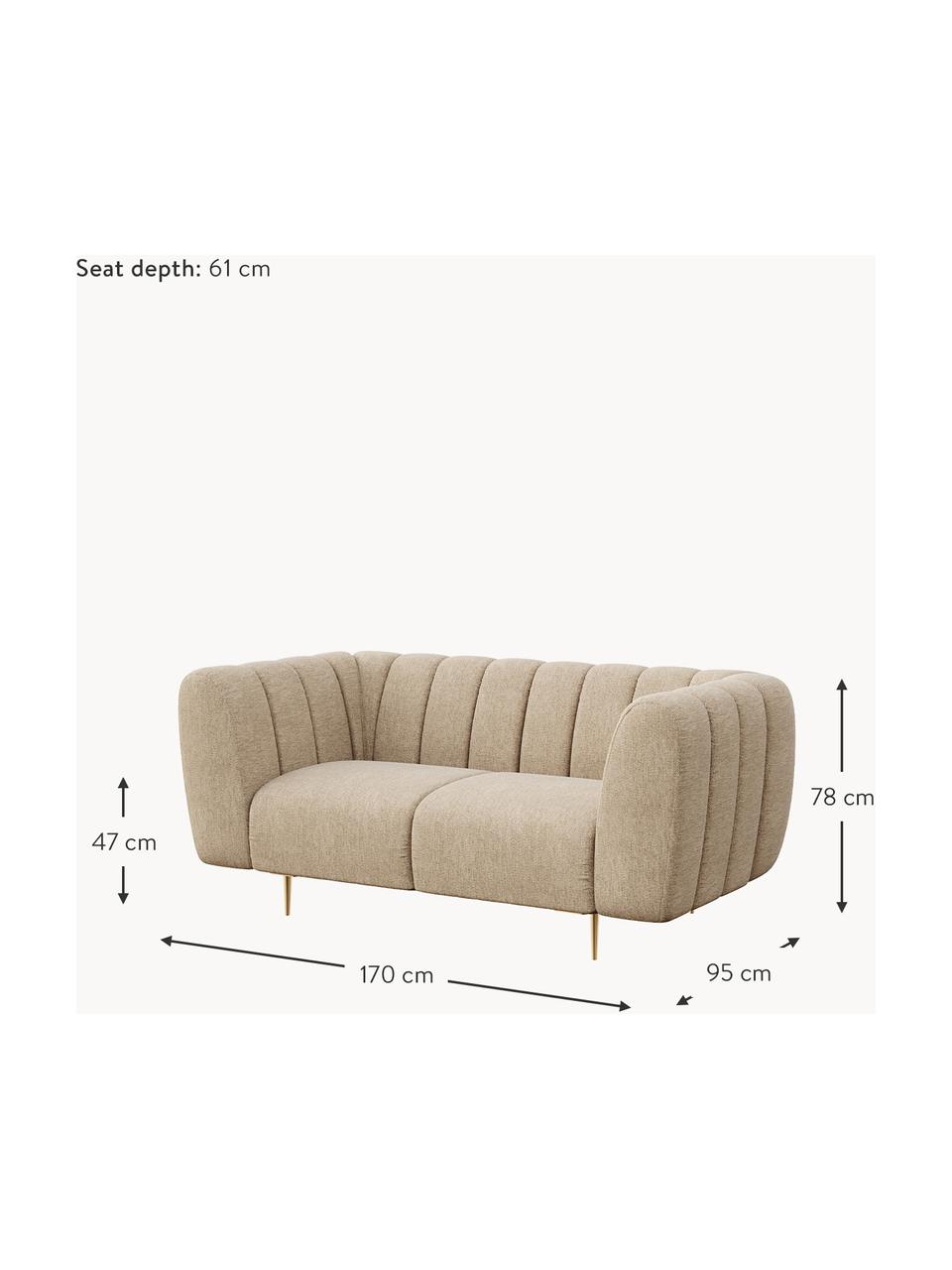 Sofá Shel (2 plazas), Tapizado: 100% poliéster Alta resis, Asiento: muelles ondulados, espuma, Estructura: madera dura, madera bland, Patas: metal recubierto, Tejido beige, An 170 x F 95 cm