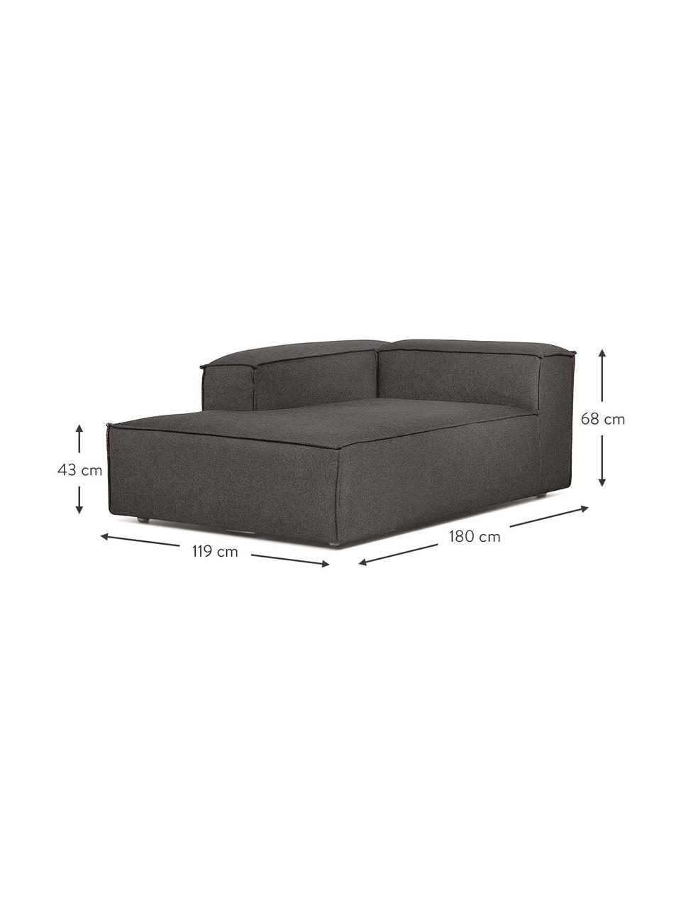 Modulo angolare Lennon, Rivestimento: 100% poliestere Con 115.0, Struttura: legno di pino massiccio, , Piedini: plastica, Tessuto antracite, Larg. 119 x Prof. 180 cm, chaise-longue a sinistra