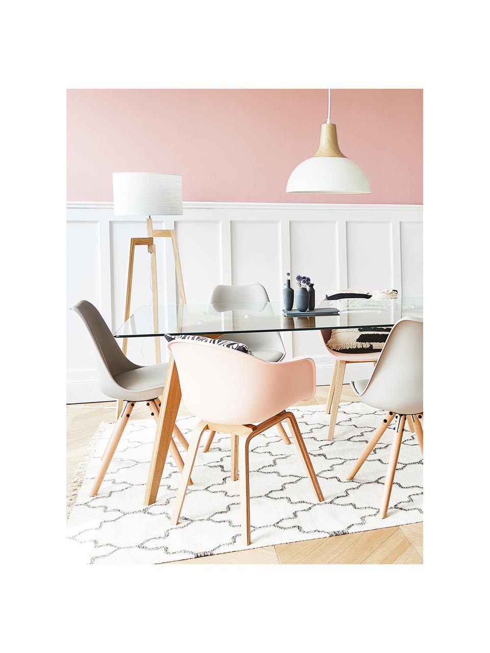 Krzesło z podłokietnikami z tworzywa sztucznego Claire, Nogi: drewno bukowe, Blady różowy, S 60 x G 54 cm