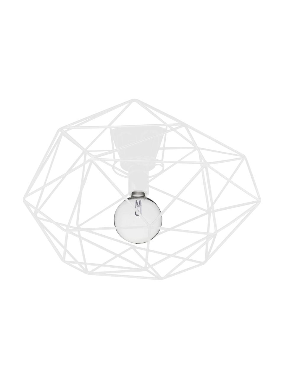 Plafondlamp Diamond in wit, Baldakijn: gelakt messing, Wit, Ø 50 x H 32 cm