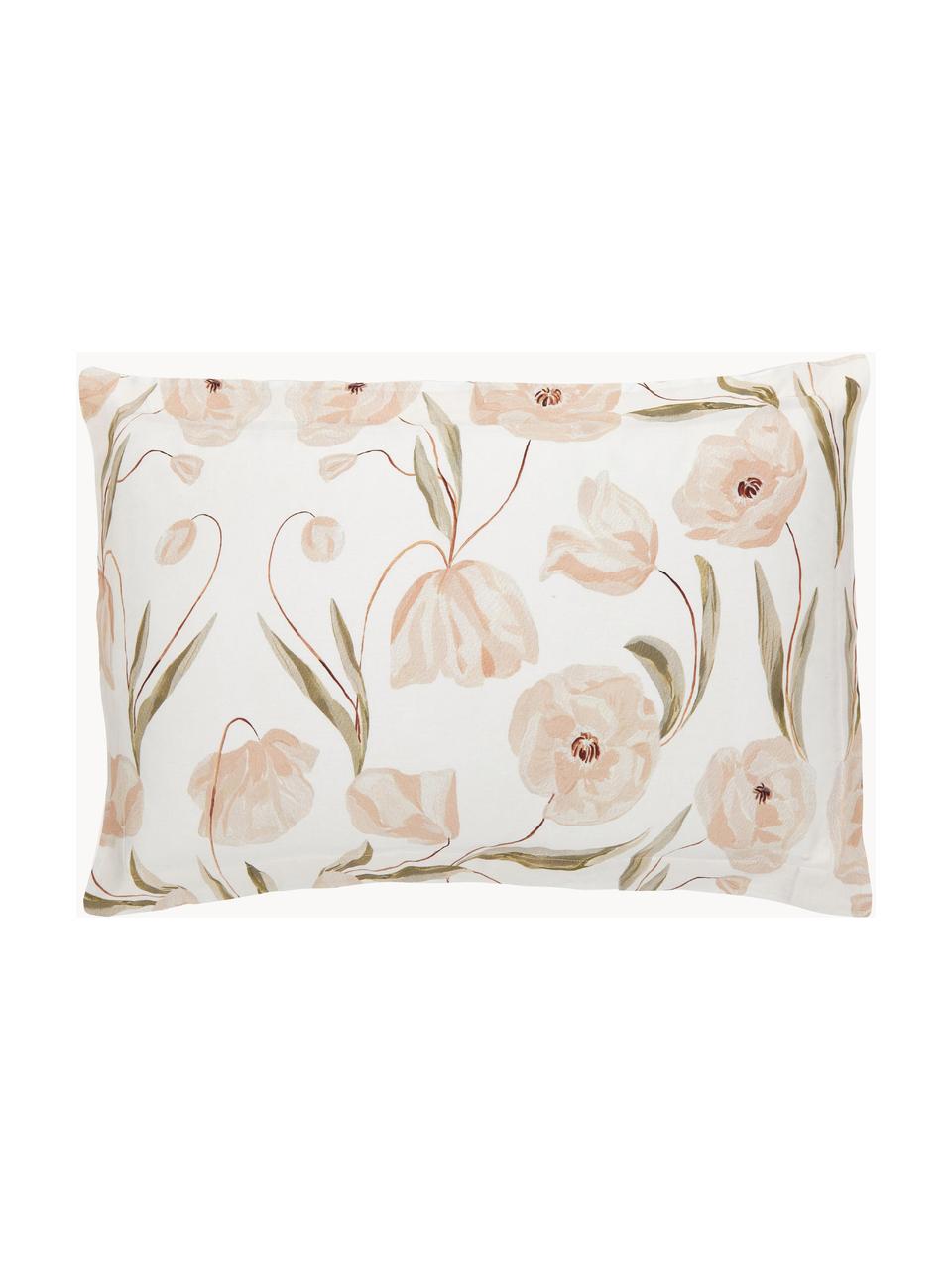 Funda de almohada de satén de algodón ecológico Aimee, diseño Candice Gray, Beige, rosa, An 45 x L 85 cm