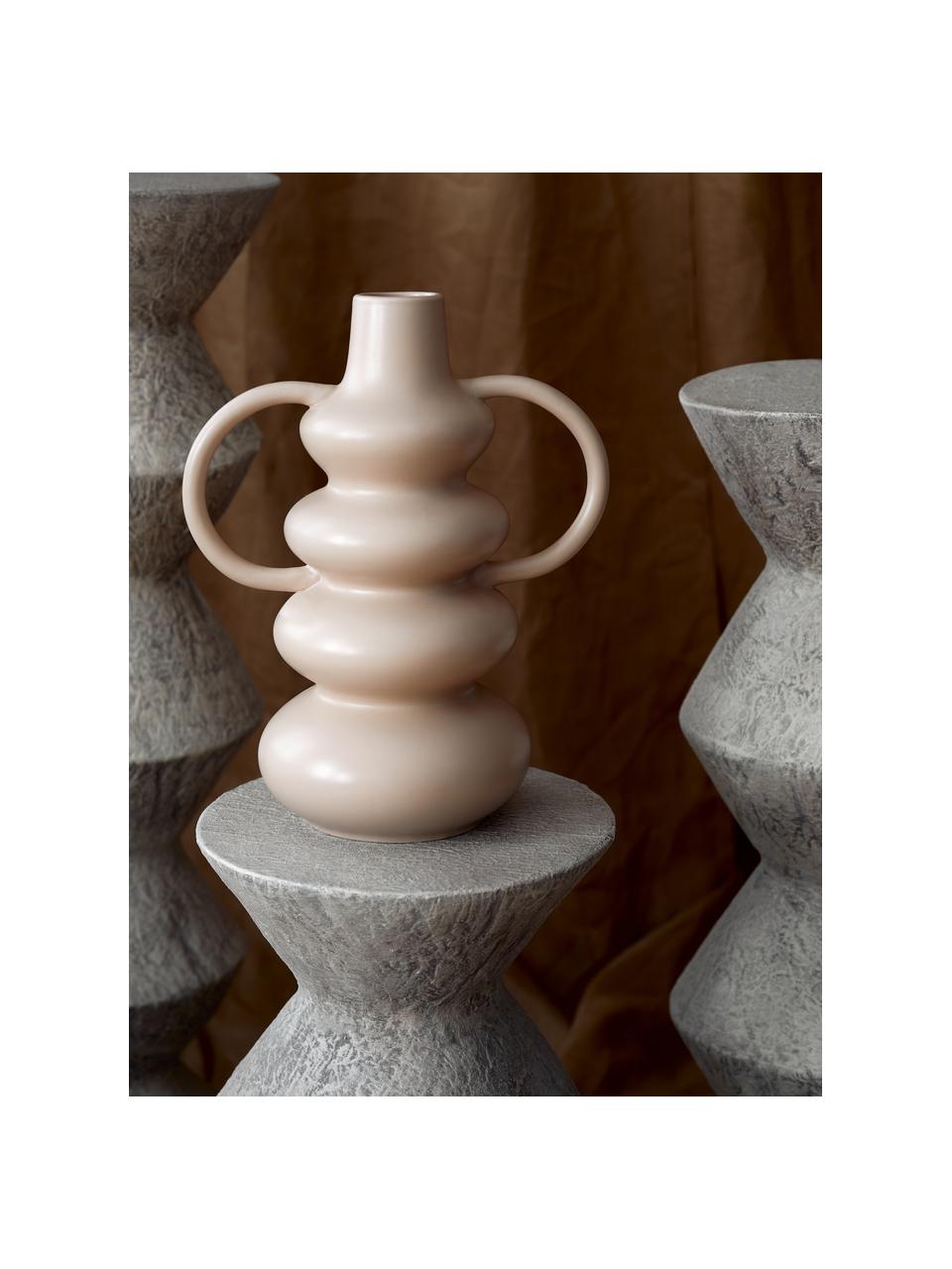 Vaso di design in forma organica Luvi, Gres, Beige, Ø 6 x Alt. 35 cm