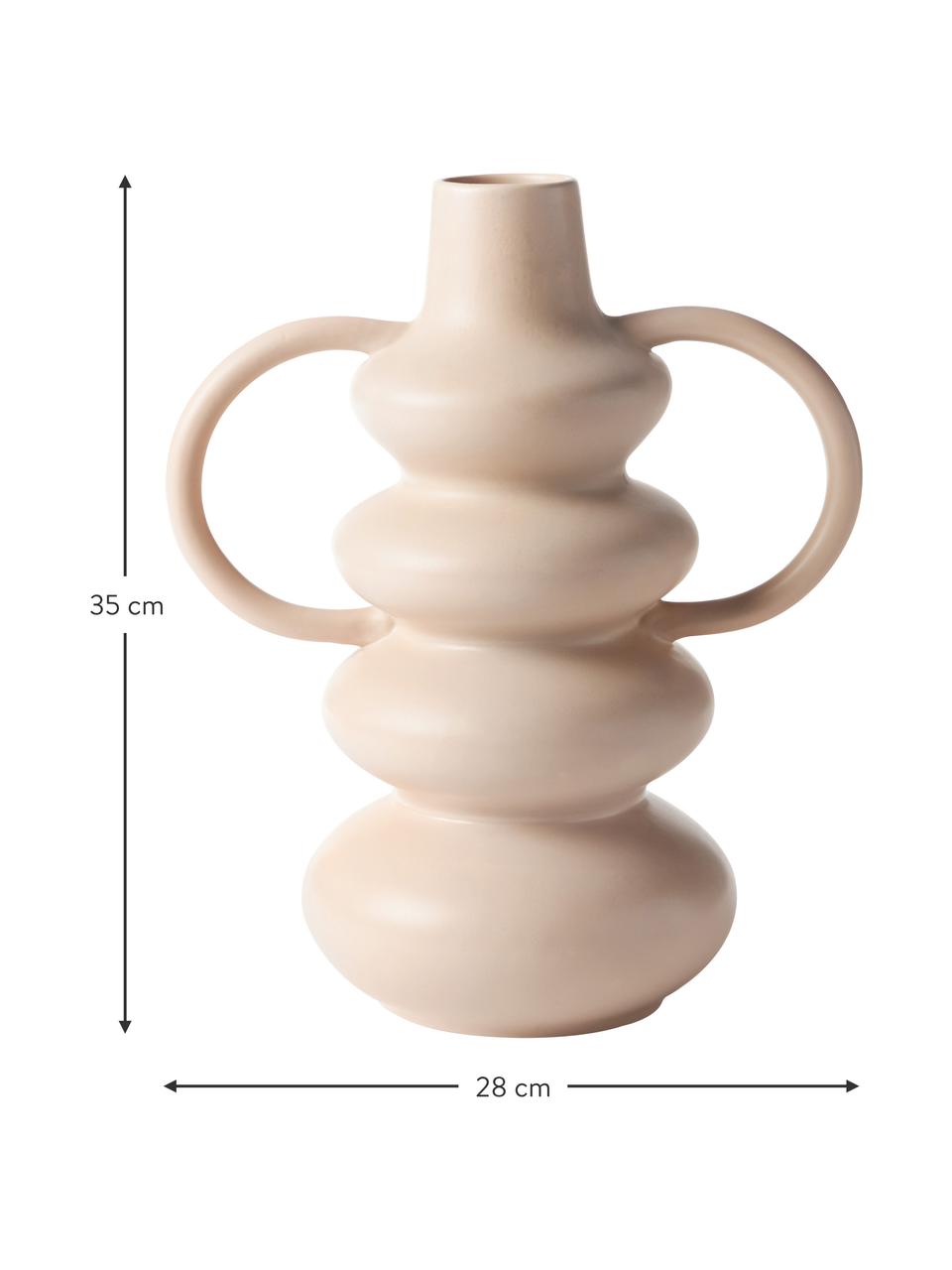 Design-Vase Luvi in organischer Form, Steingut, Beige, Ø 6 x H 35 cm