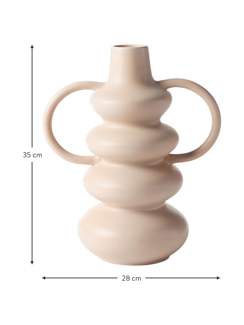 Design vaas Luvi in organische vorm, Keramiek, Beige, Ø 6 x H 35 cm