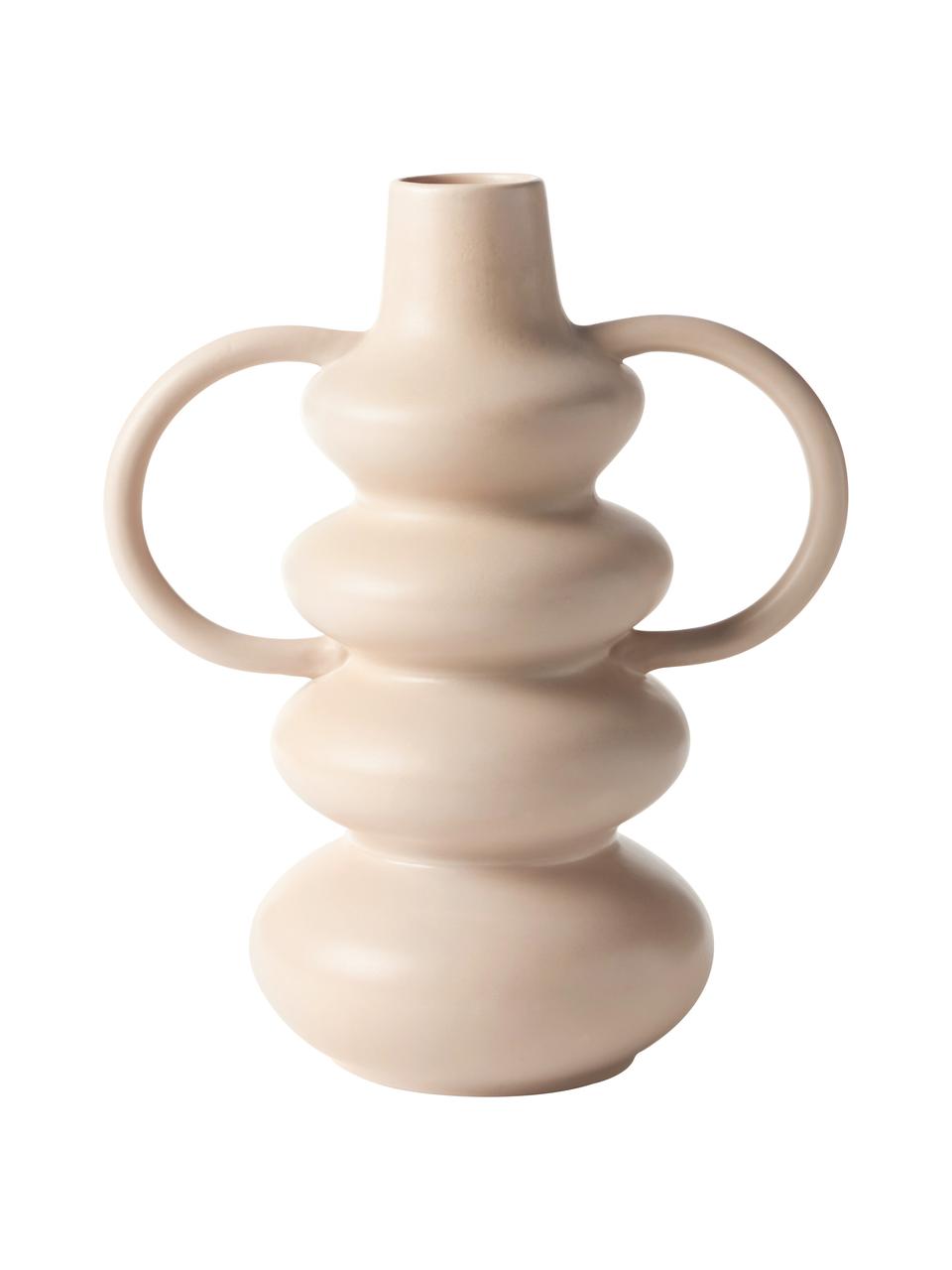 Jarrón en forma orgánica de diseño Luvi, Gres, Beige, Ø 6 x Al 35 cm