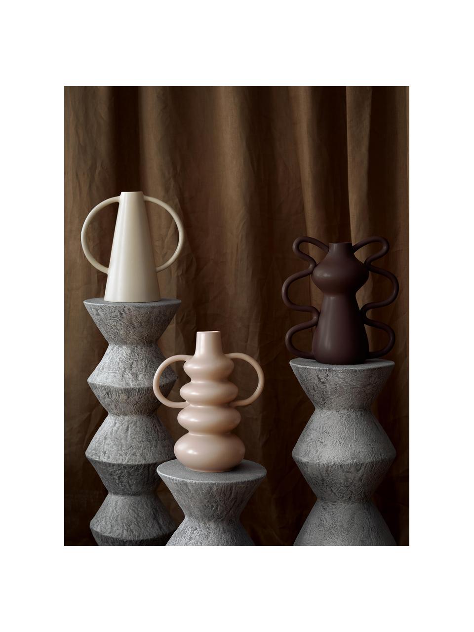 Dizajnová váza v organickom tvare Luvi, Kamenina, Béžová, Ø 6 x V 35 cm
