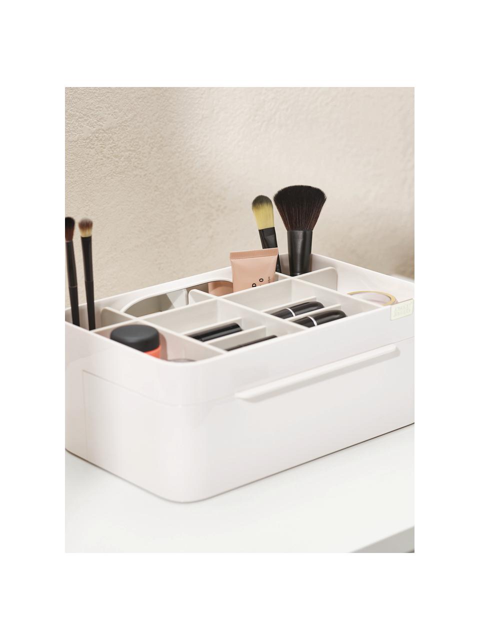 Kosmetik-Organizer Viva mit Magnetverschluss und Spiegel, Kunststoff, Off White, B 30 x H 12 cm