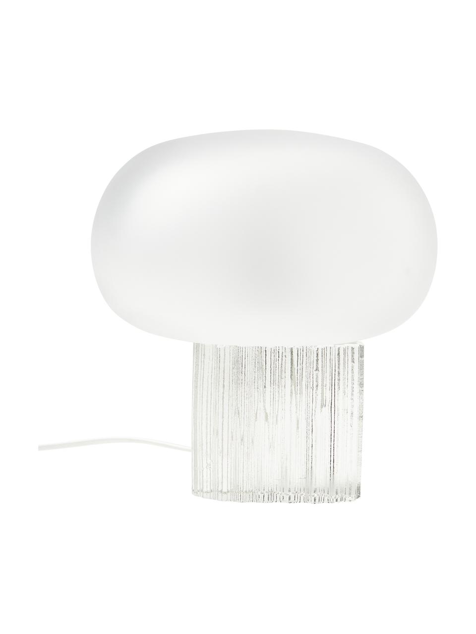 Stolní lampa ze skla Makoto, Bílá, poloprůhledná, Ø 28 cm, V 30 cm
