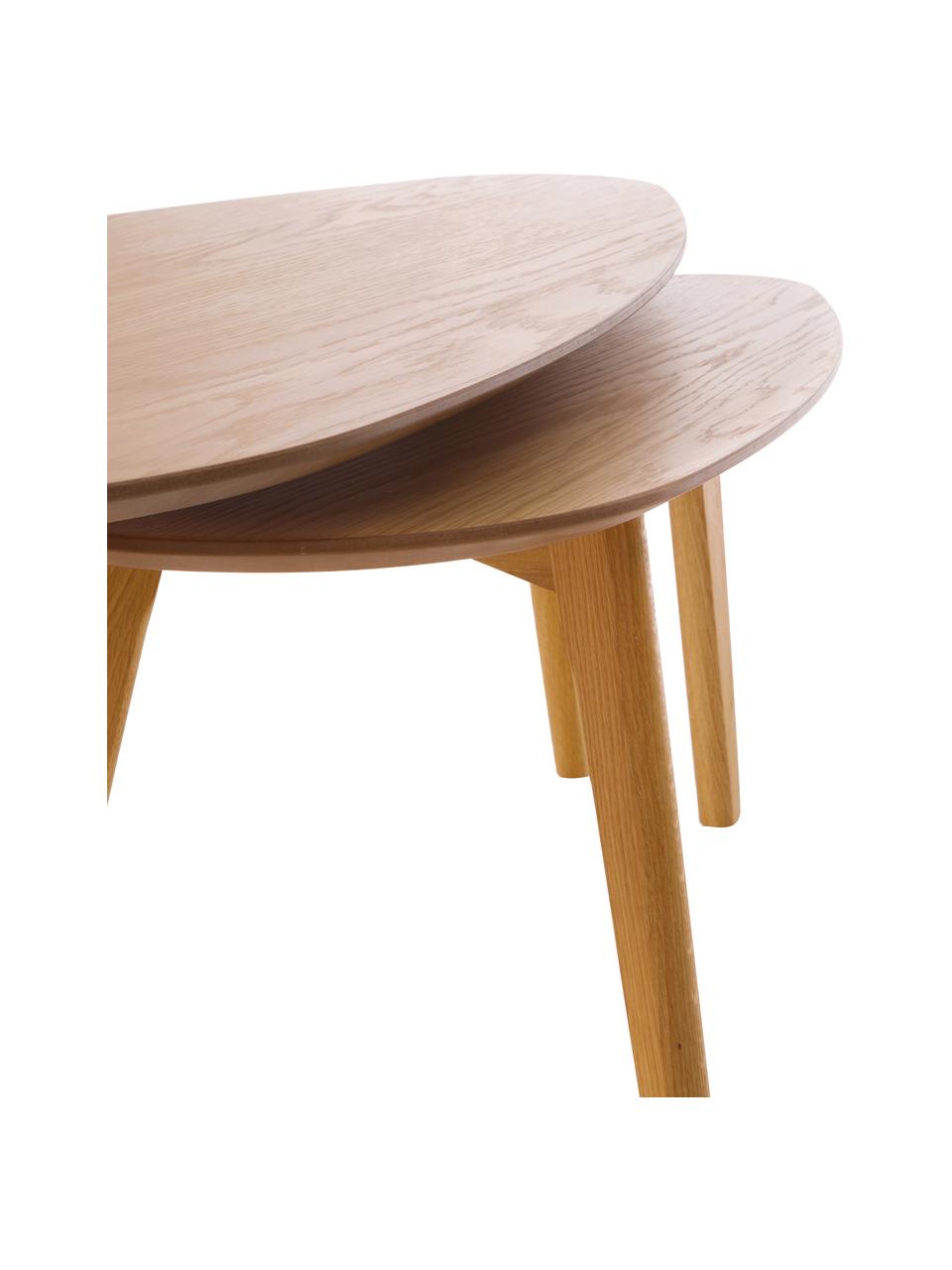 Salontafelset Bloom, 2-delig, Eikenhoutkleurig, Set met verschillende groottes