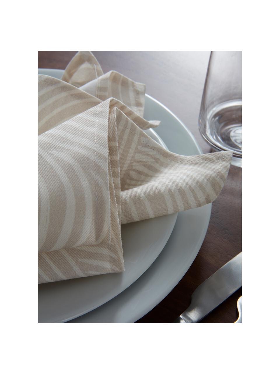 Tovagliolio in cotone beige con linee sottili Vida 4 pz, 100% cotone, Beige, Larg. 45 x Lung. 45 cm