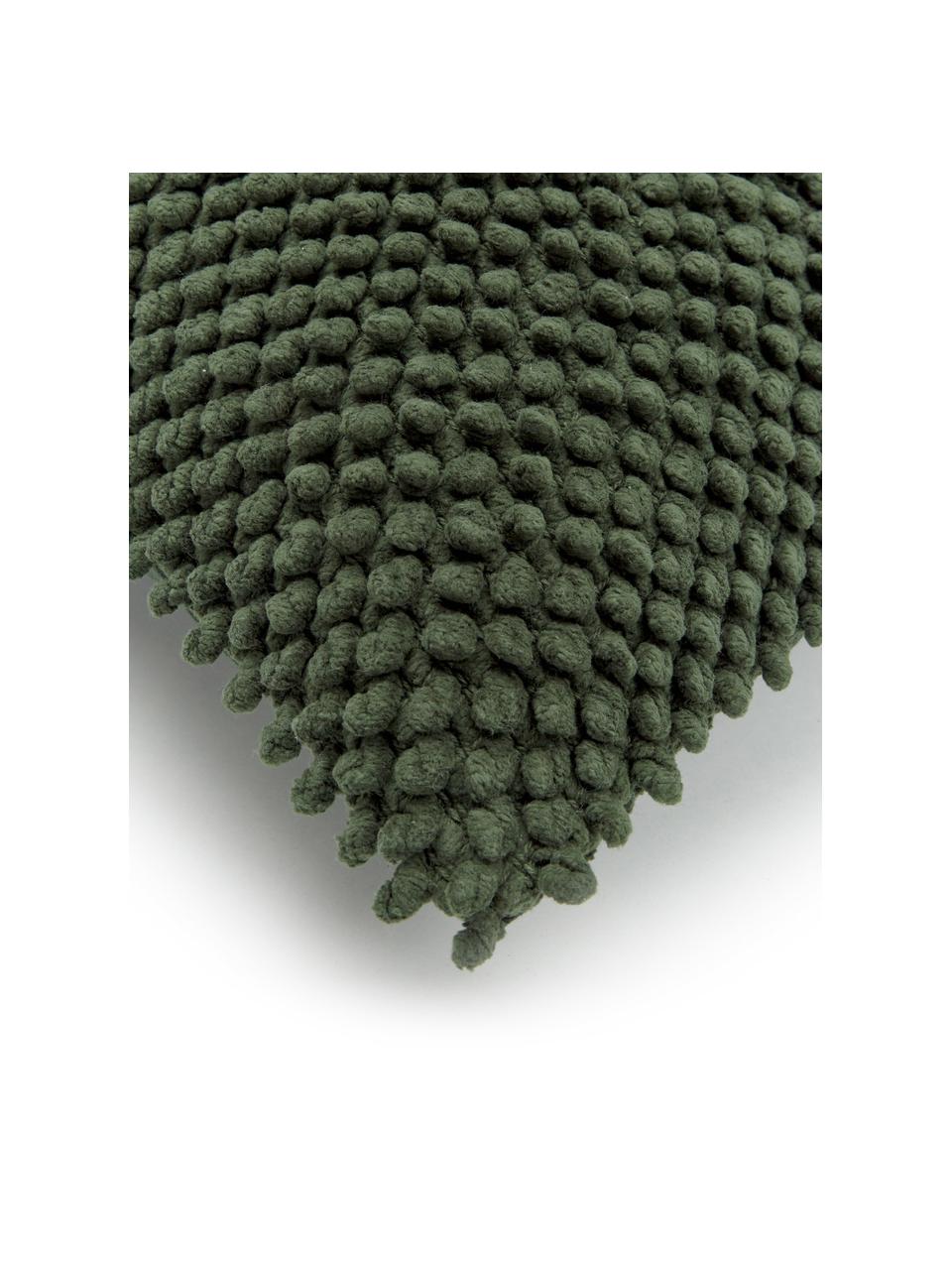 Poszewka na poduszkę ze strukturalną powierzchnią Indi, 100% bawełna, Ciemny zielony, S 45 x D 45 cm