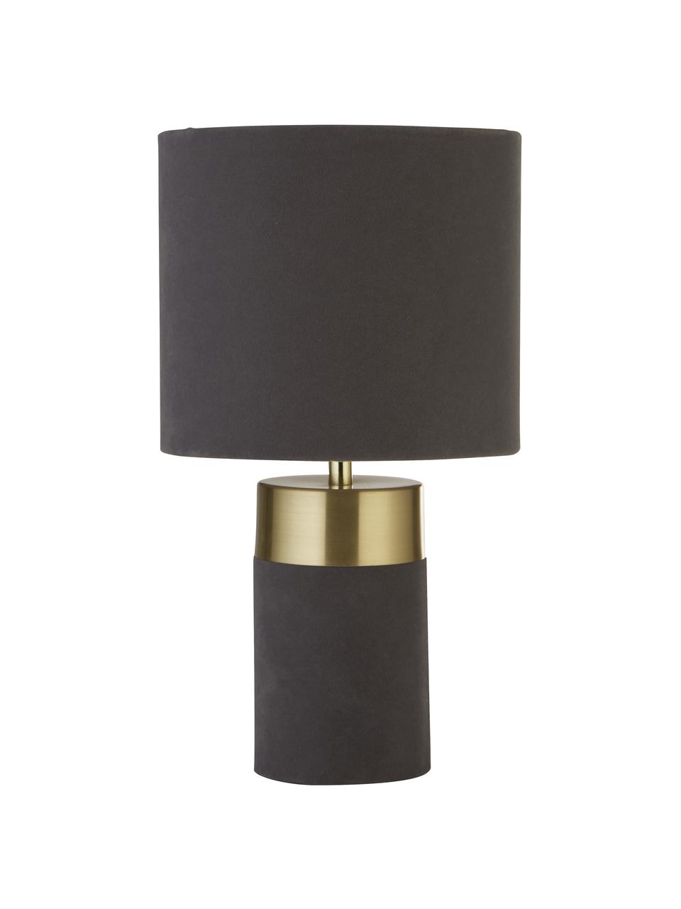 Malá stolní lampa ze sametu Loko, Šedavě hnědá, zlatá, Ø 18 cm, V 33 cm