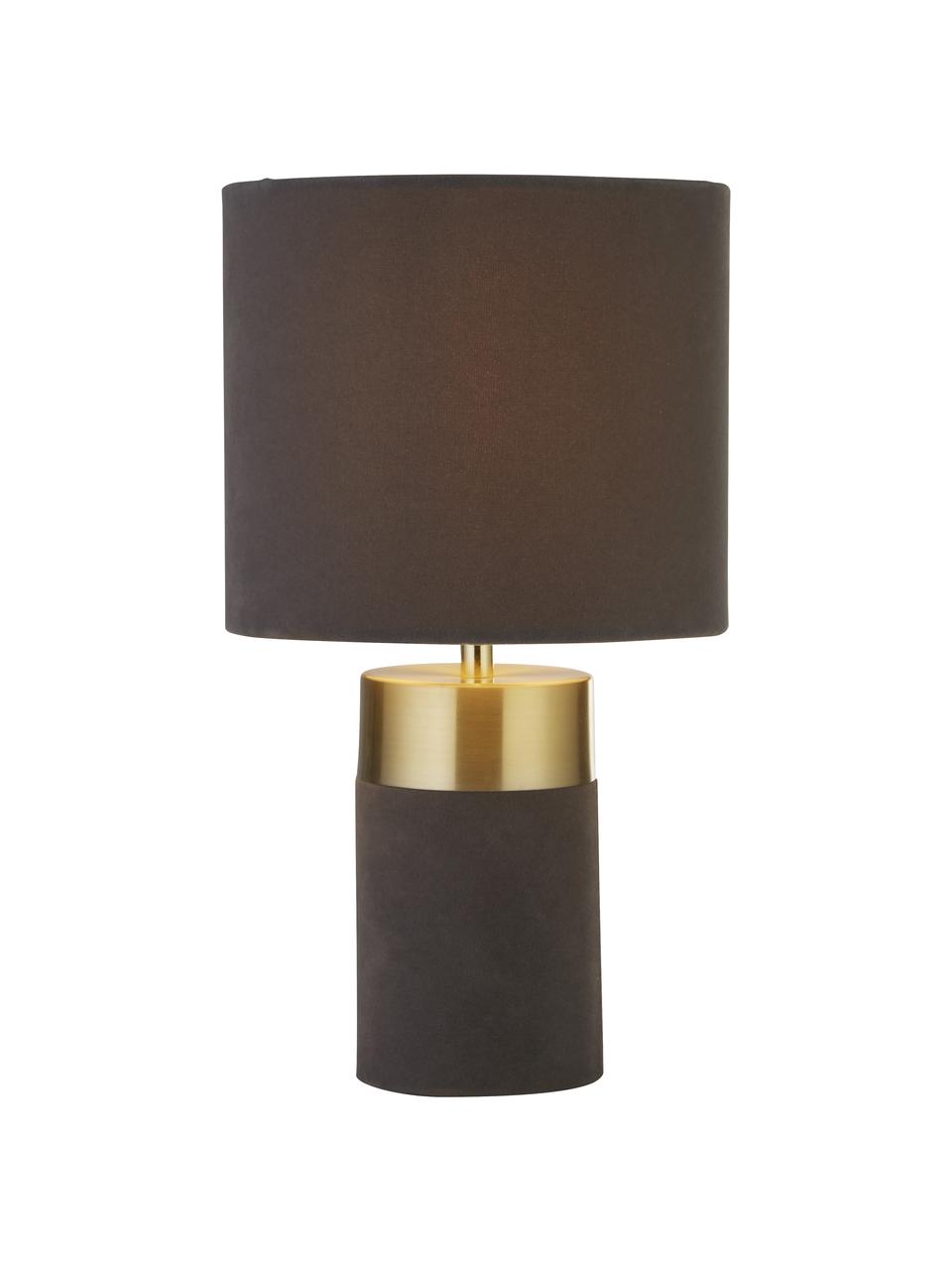 Lampe à poser décorative Loko, Gris-brun, couleur dorée, Ø 18 x haut. 33 cm