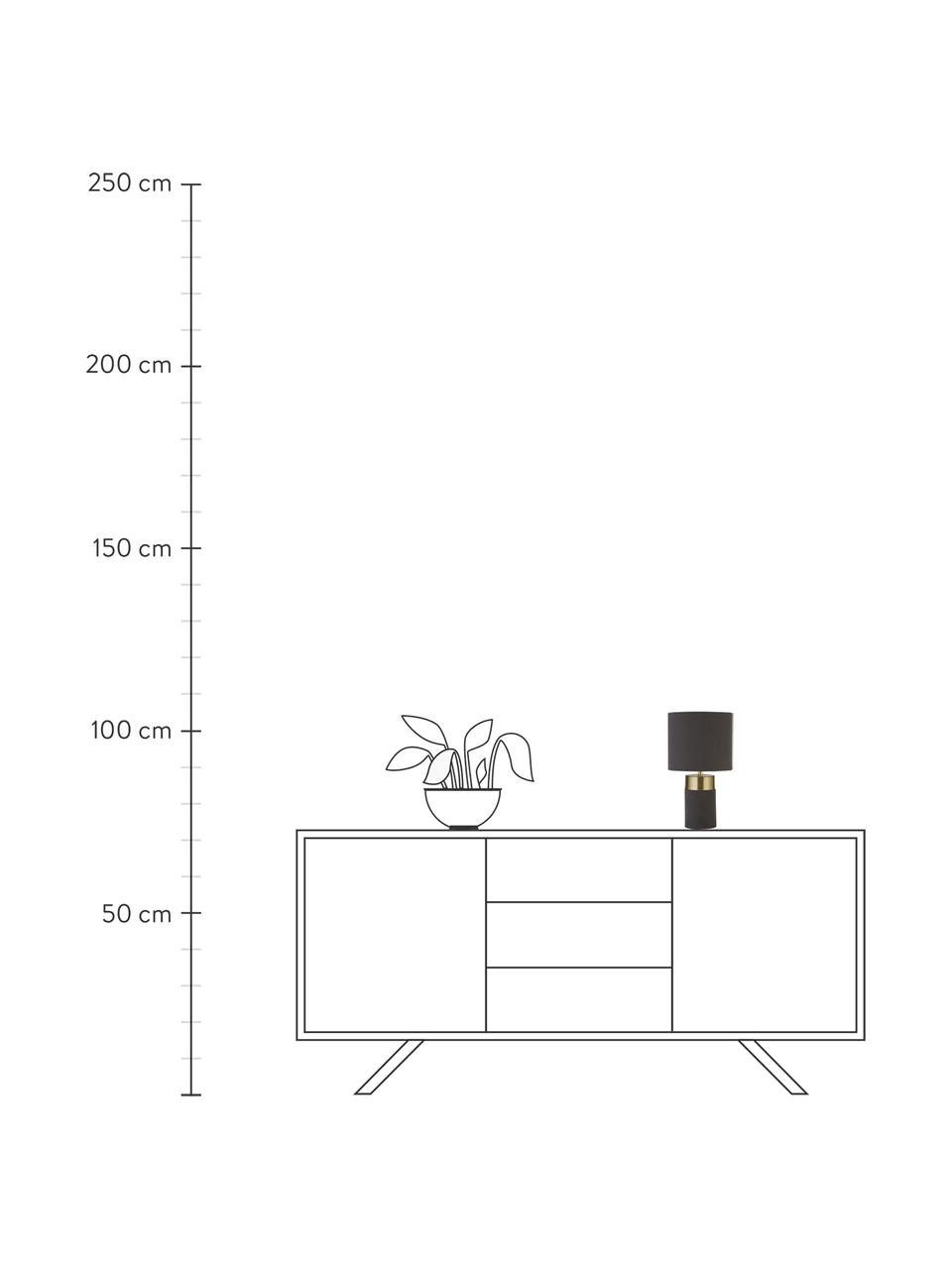 Lampa stołowa z aksamitu Loko, Szarobrązowy, odcienie złotego, Ø 18 x W 33 cm