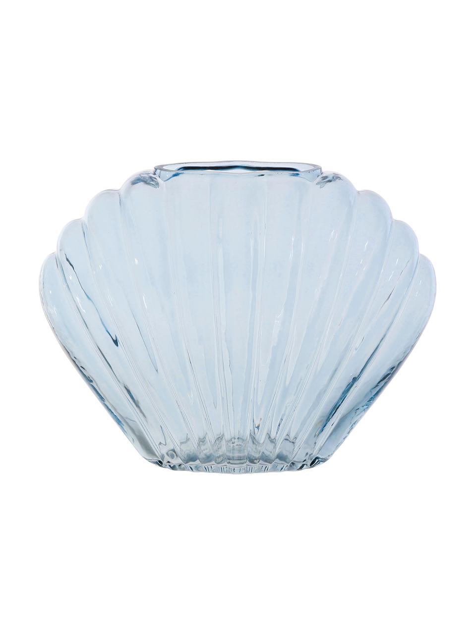 Vase en verre teinté bleu Leucie, Verre, Bleu, transparent, larg. 28 x haut. 22 cm