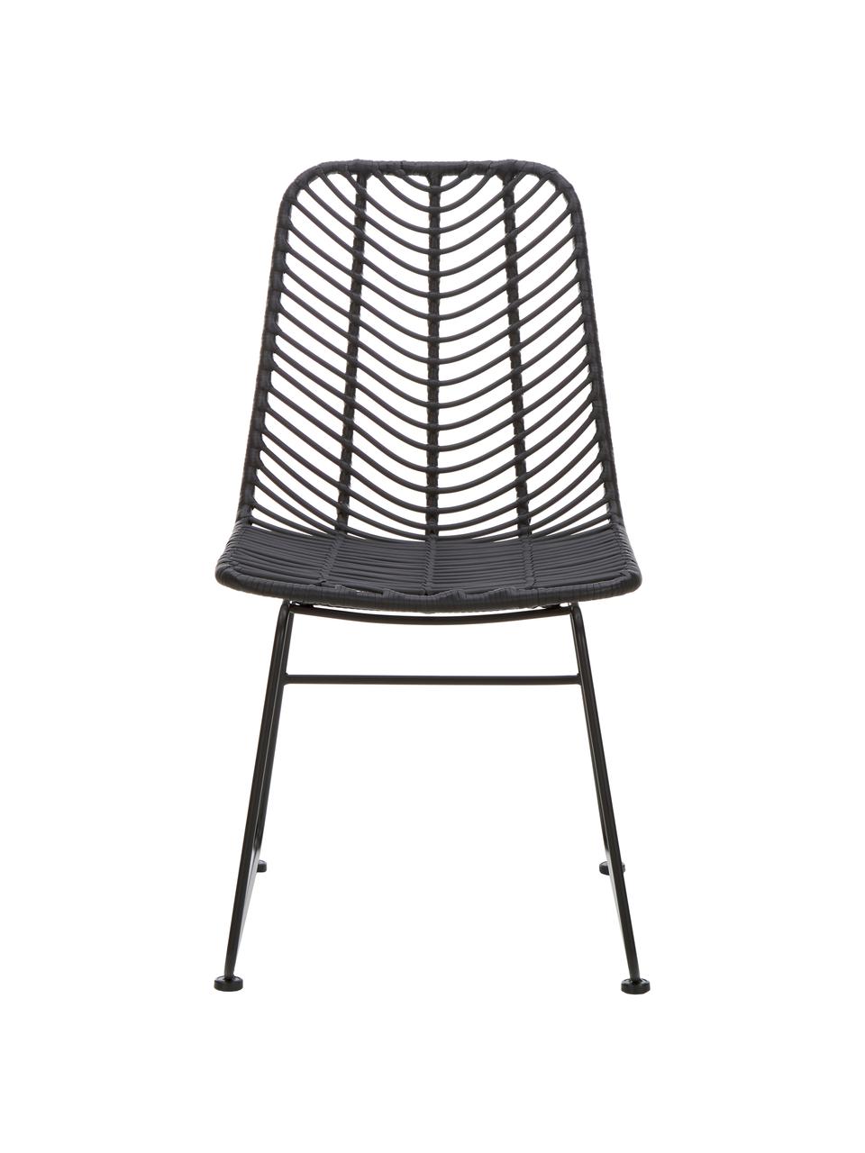 Chaise en polyrotin Providencia, Noir, larg. 44 x prof. 55 cm