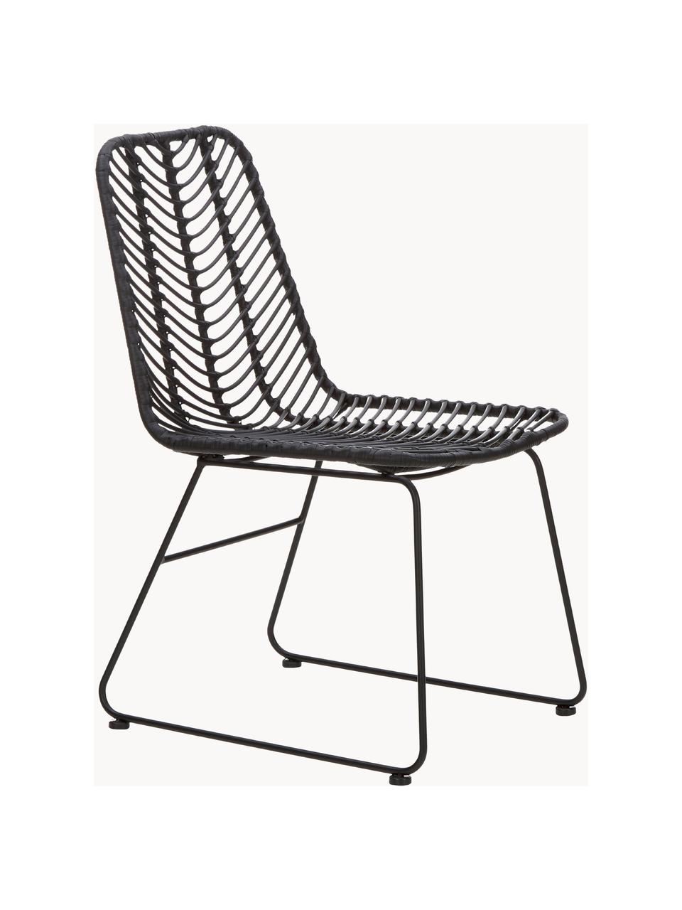 Chaise en polyrotin Providencia, Noir, larg. 44 x prof. 55 cm
