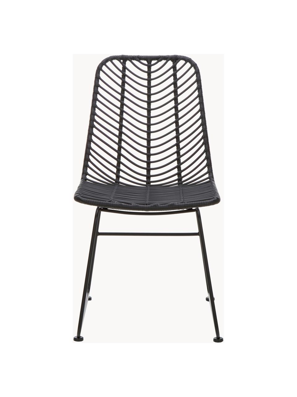 Silla de ratán Providencia, Asiento: polietileno, Estructura: metal con pintura en polv, Negro, An 47 x F 63 cm