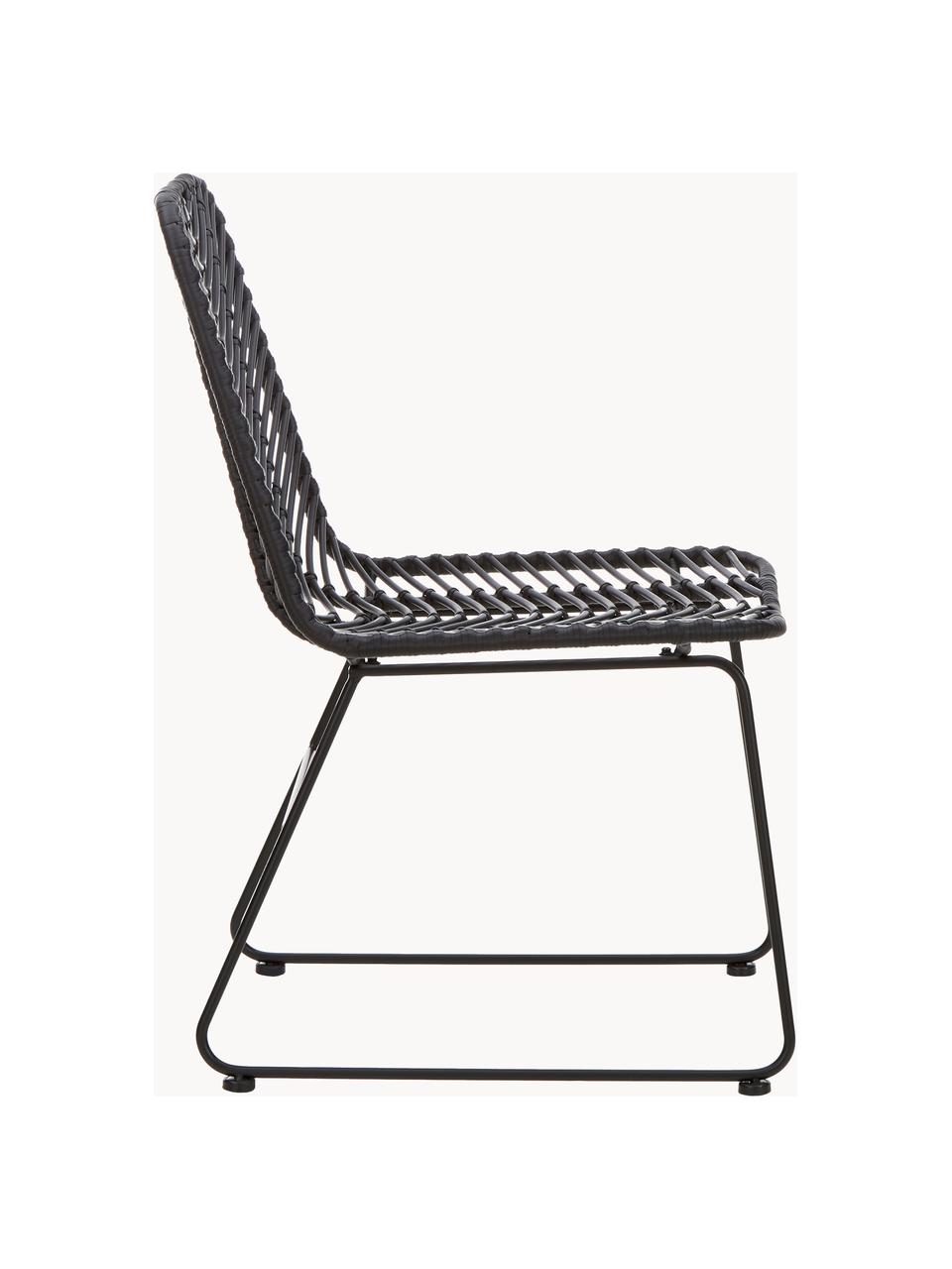 Polyrattan-Stuhl Providencia, Sitzfläche: Polyethylen-Geflecht, Gestell: Metall, pulverbeschichtet, Schwarz, B 47 x T 63 cm