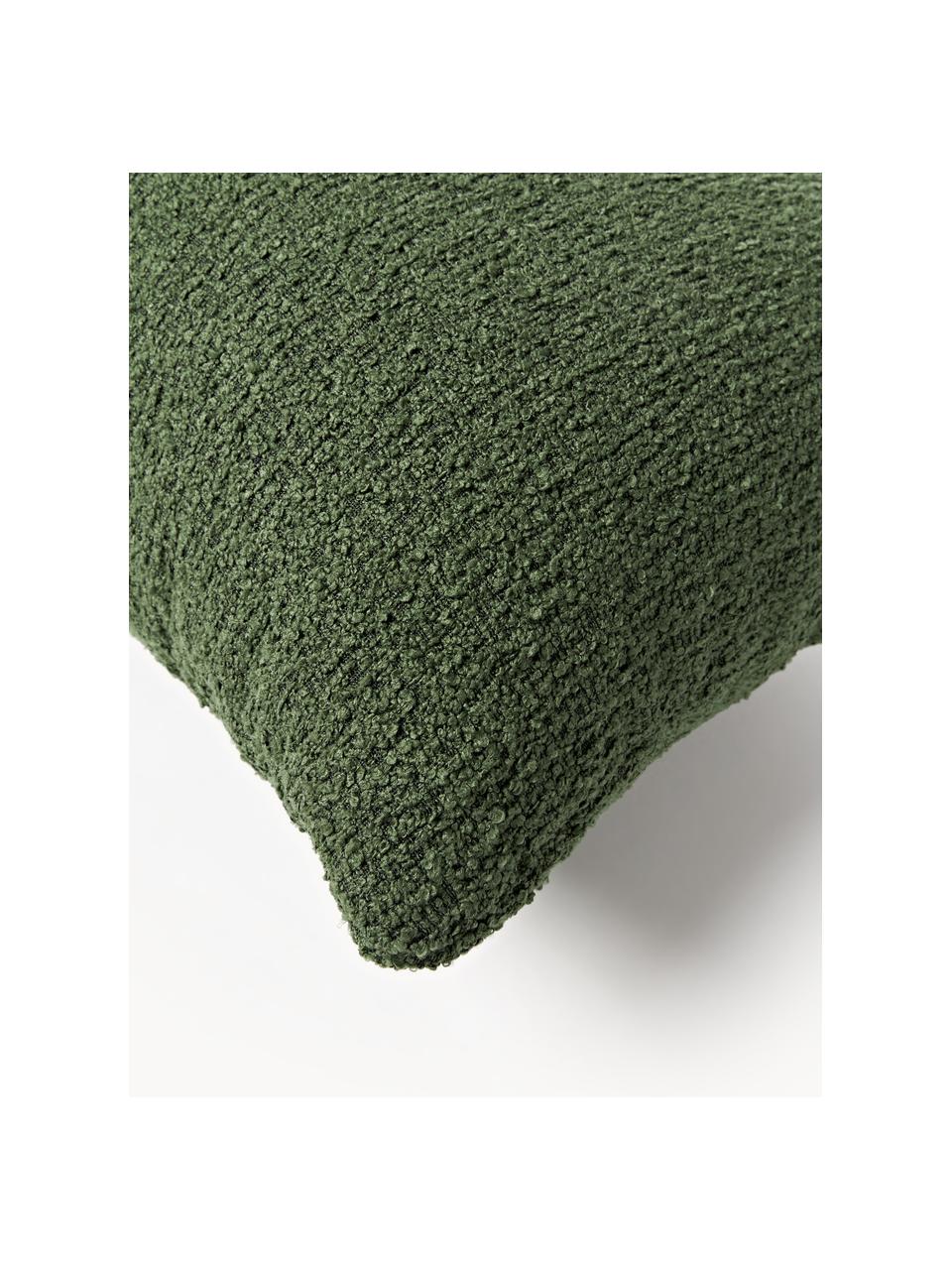 Cojín sofá en tejido bouclé Sofia, Funda: Bouclé (100% poliéster), Bouclé verde oscuro, An 30 x L 70 cm