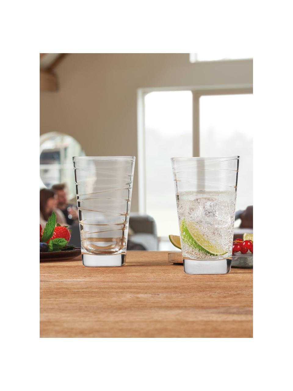 Wassergläser Vario mit feinen Linien, 6 Stück, Kalk-Natron Glas, Transparent, Ø 8 x H 13 cm
