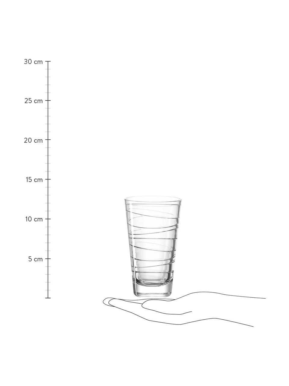 Waterglazen Vario met fijne lijnen, 6 stuks, Natriumkalkglas, Transparant, Ø 8 x H 13 cm