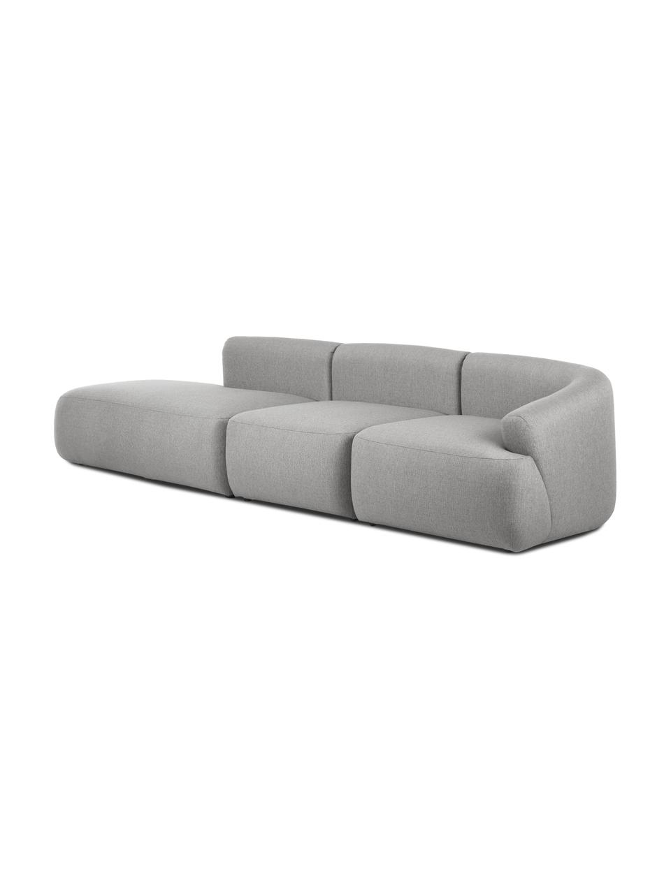 Chaise longue componibile Sofia, Rivestimento: 100% polipropilene Con 23, Struttura: legno di pino massiccio, , Piedini: plastica, Tessuto grigio, Larg. 340 x Prof. 95 cm, schienale a destra