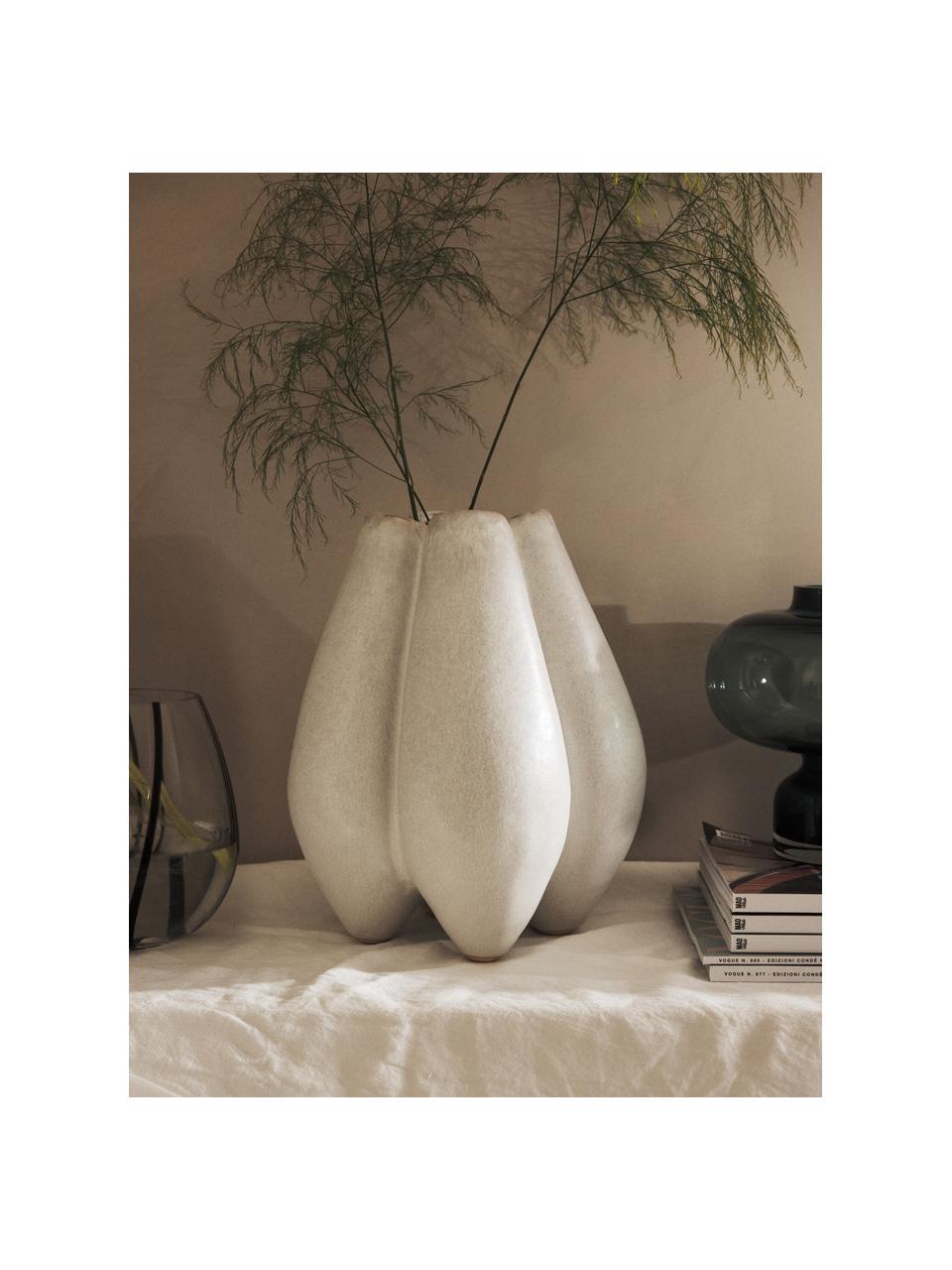 Grosse Vase Frida aus Steingut, H 31 cm, Steingut, Off White, B 26 x H 31 cm