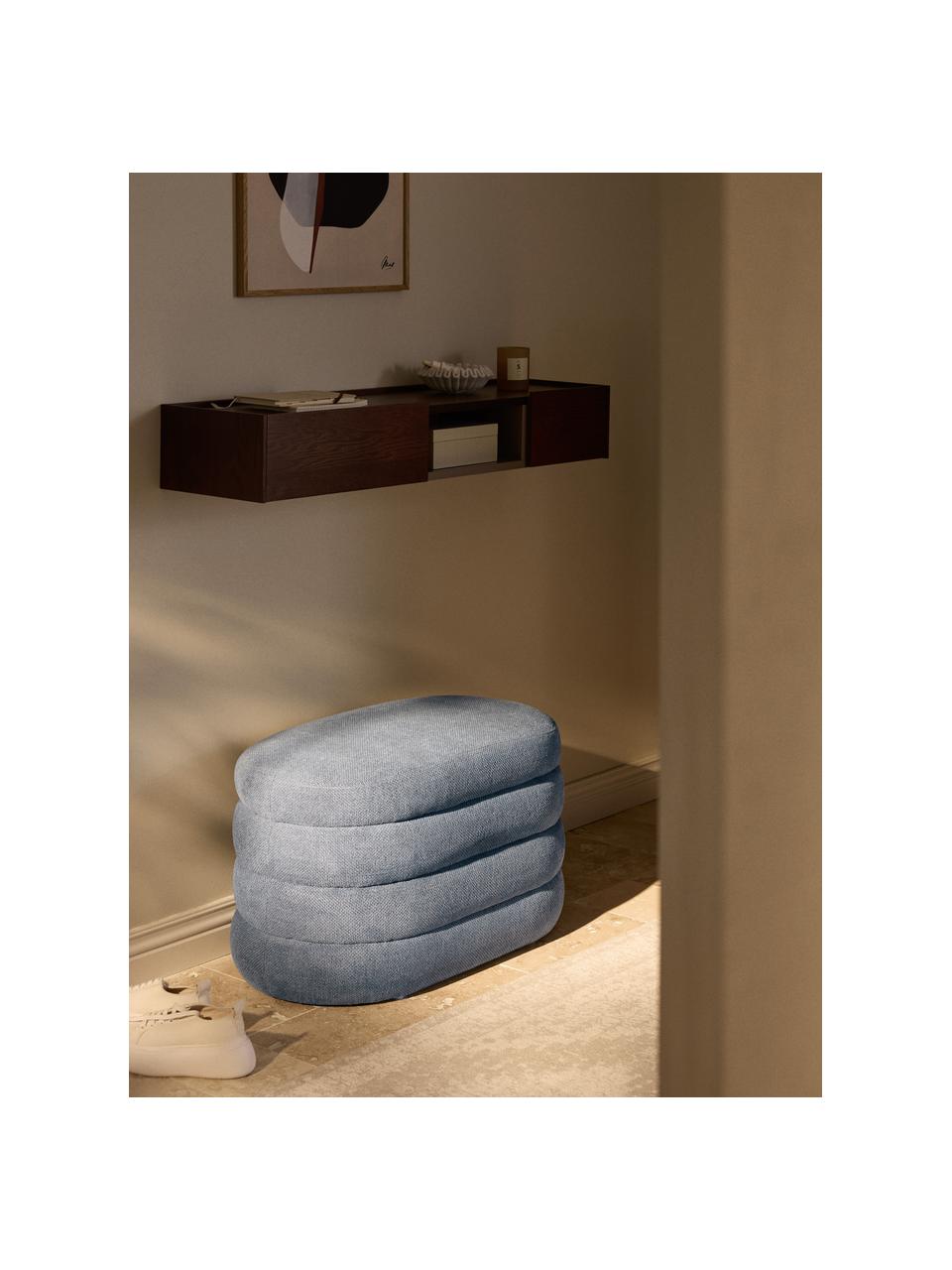 Panca piccola imbottita con vano contenitore Alto, Rivestimento: 96% poliestere, 4% acrili, Struttura: legno di pino massiccio, , Tessuto grigio-blu, Larg. 82 x Prof. 47 cm