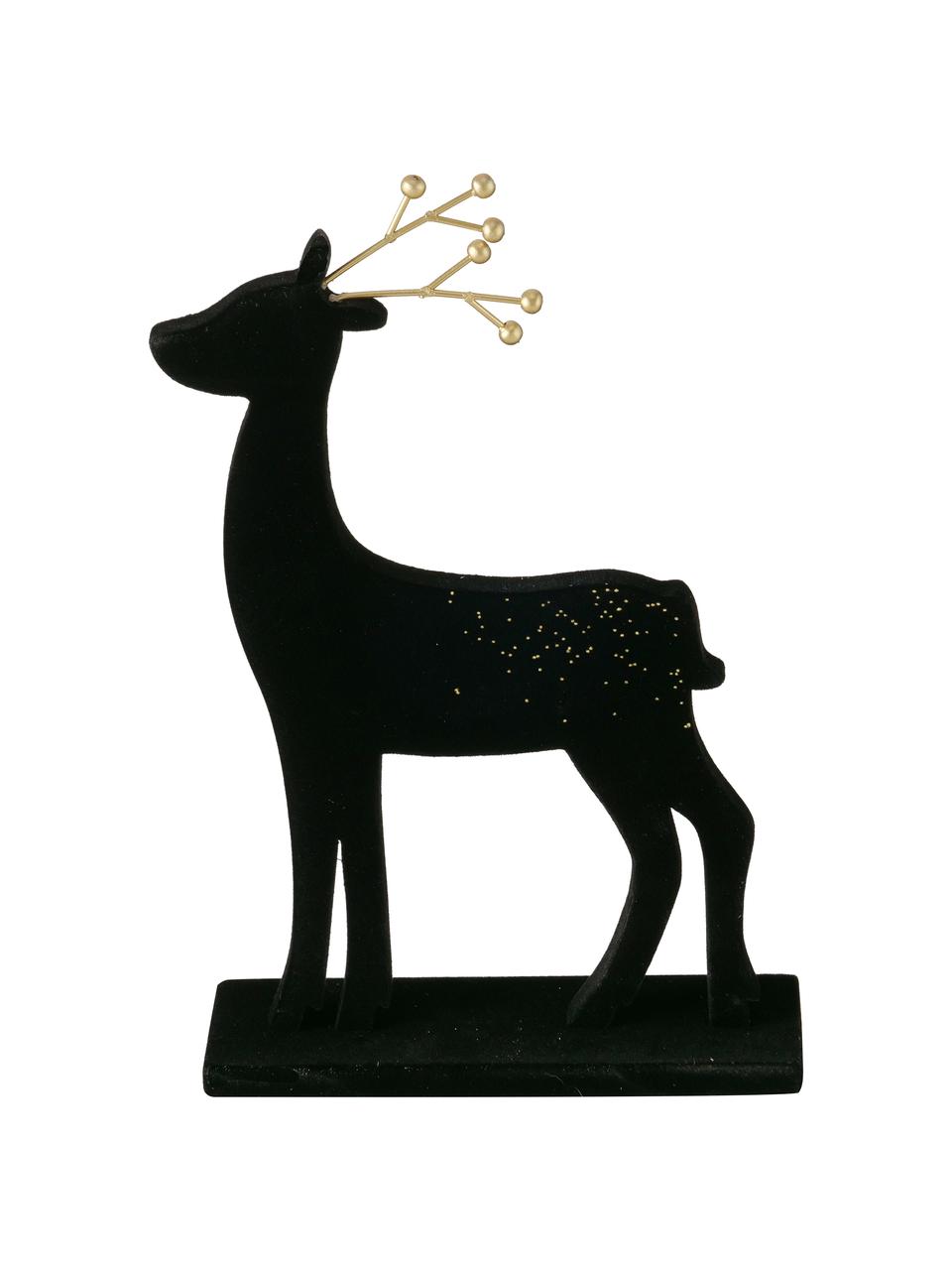 Cerf décoratif Thalo, 2 élém., MDF (panneau en fibres de bois à densité moyenne), enduit, Noir, couleur dorée, Lot de différentes tailles