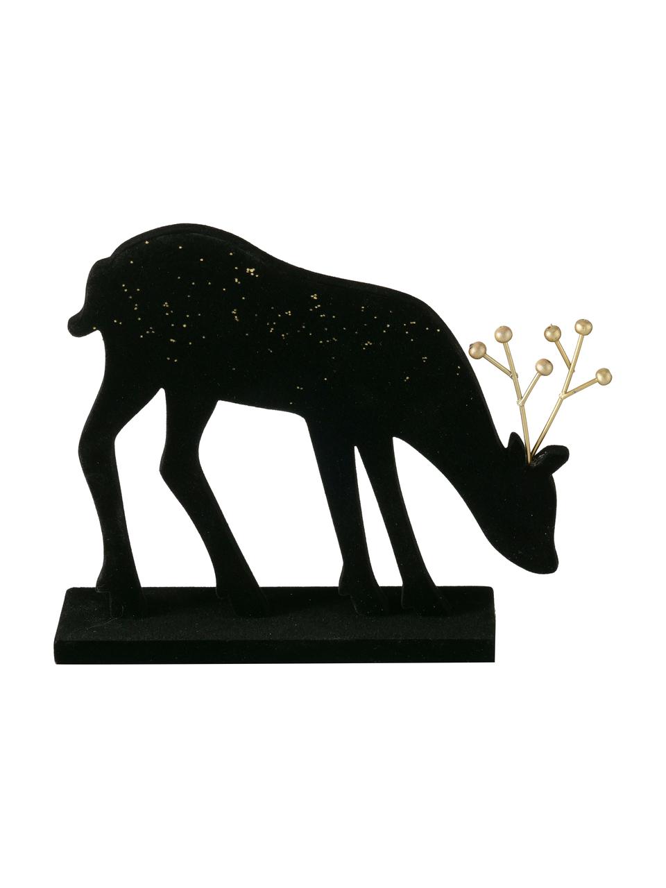 Cerf décoratif Thalo, 2 élém., MDF (panneau en fibres de bois à densité moyenne), enduit, Noir, couleur dorée, Lot de différentes tailles