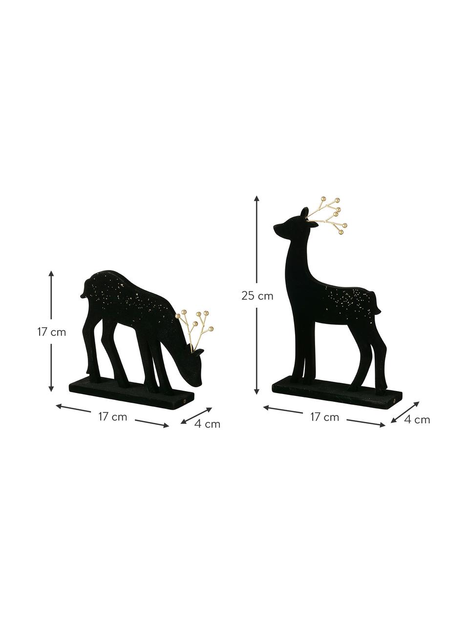 Deko-Hirsche Thalo in Schwarz, 2 Stück, Mitteldichte Holzfaserplatte, beschichtet, Schwarz, Goldfarben, Set mit verschiedenen Größen