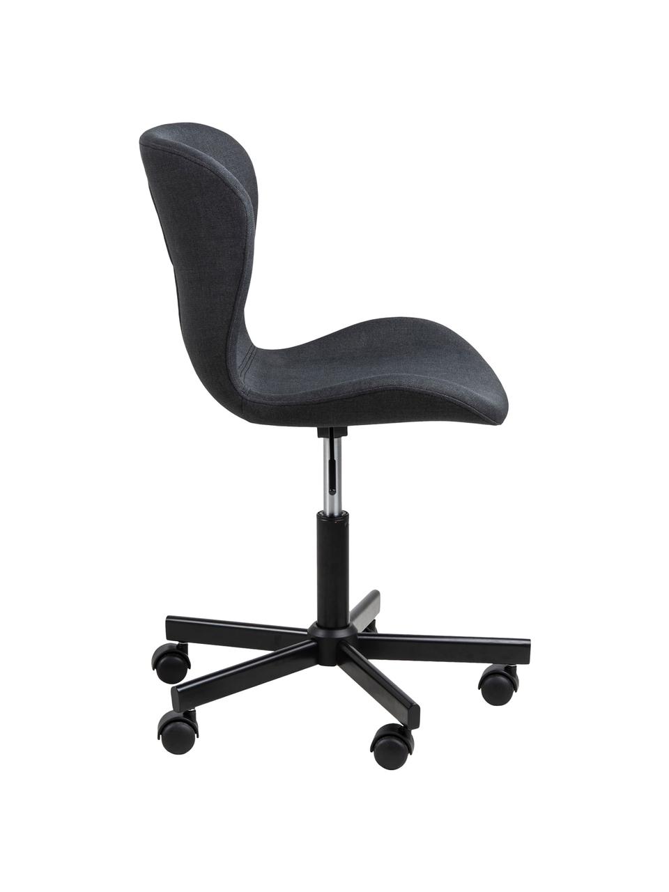 Chaise de bureau pivotante hauteur réglable Batilda, Tissu anthracite, larg. 55 x prof. 54 cm