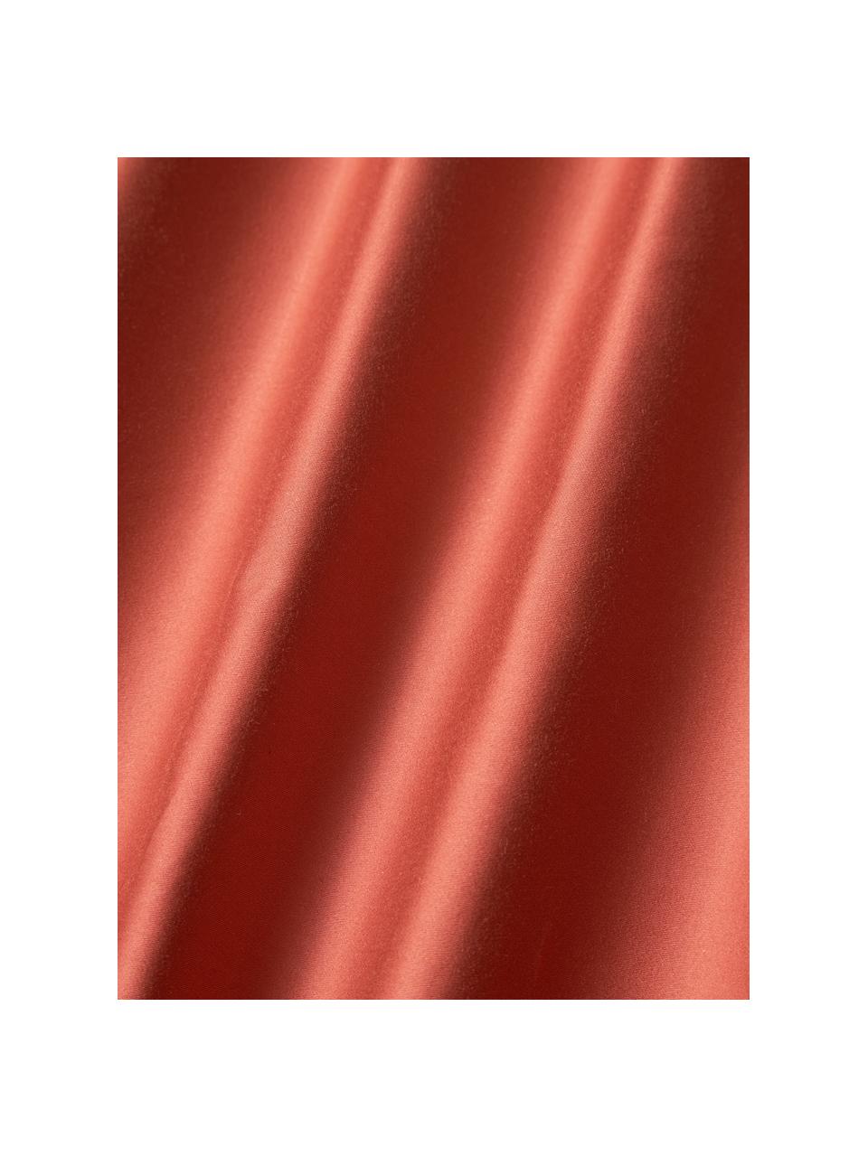 Drap-housse en satin de coton pour sommier tapissier Comfort, Rouge rouille, larg. 90 x long. 200 cm, haut. 35 cm