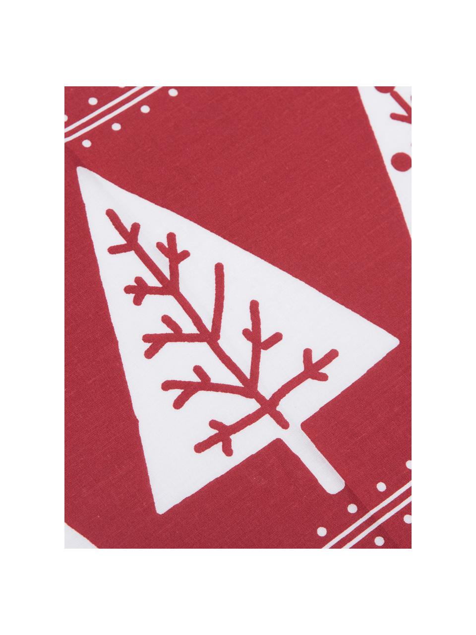 Funda de almohada Nordic Trees, Algodón, Rojo, blanco, An 50 x L 110 cm